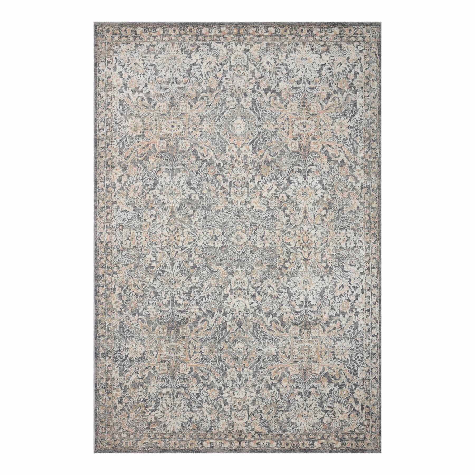 (B849) Providence Villa Grey Floral Area Rug, 8x10