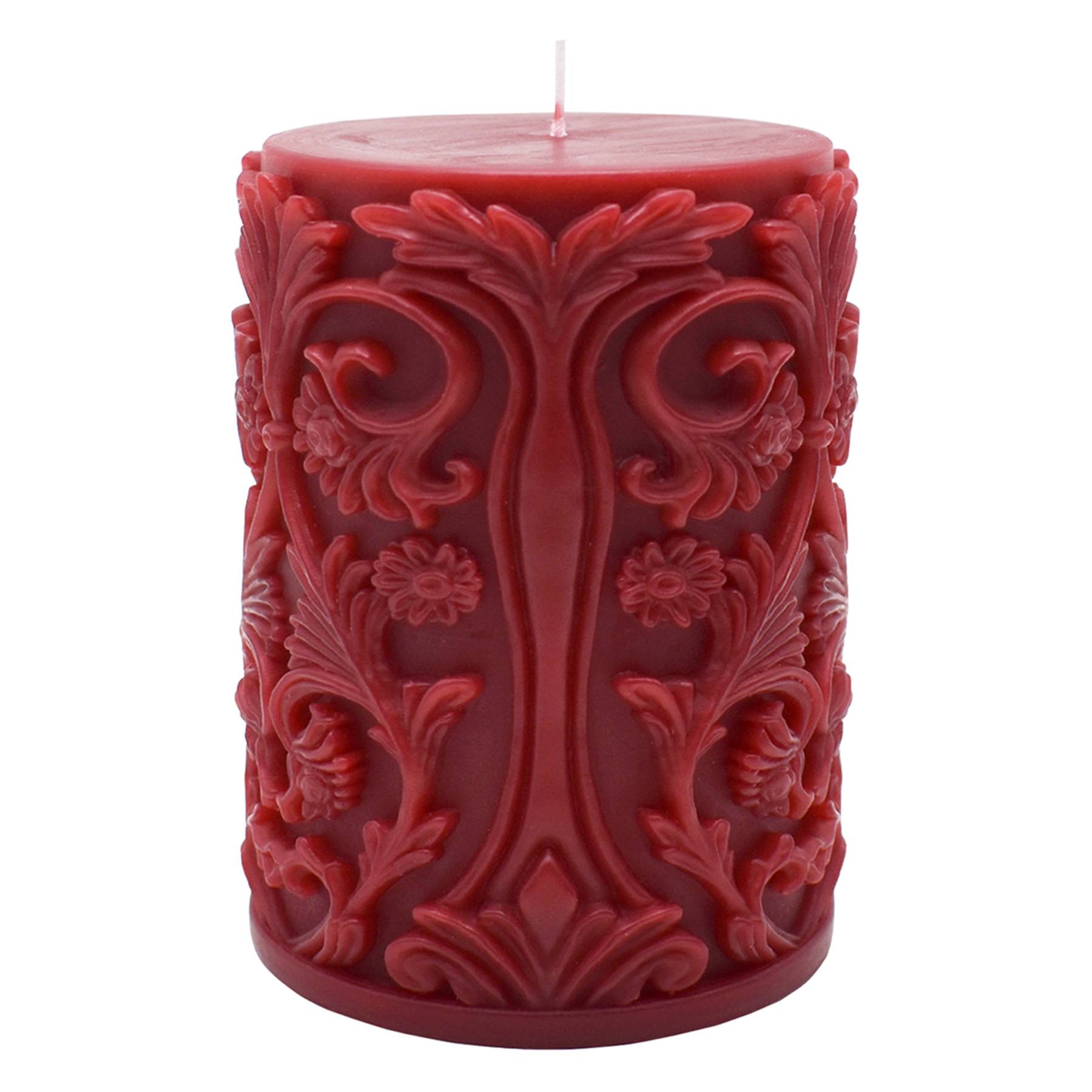 Midnight Shadows Red Ornate Halloween Pillar Candle, 3x4