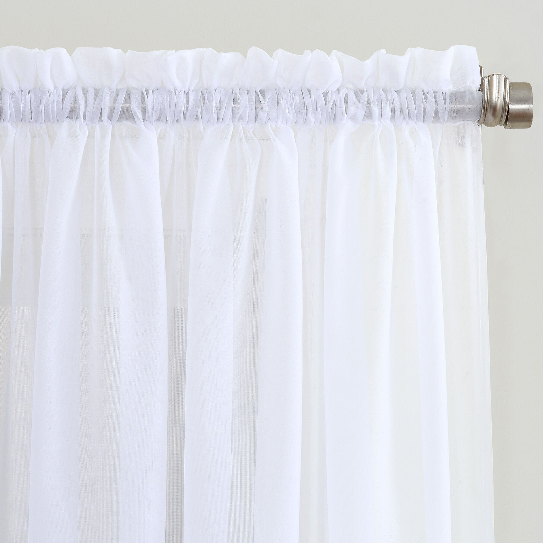 Erica White Crushed Rod Pocket Sheer Voile Curtain Panel, 84"