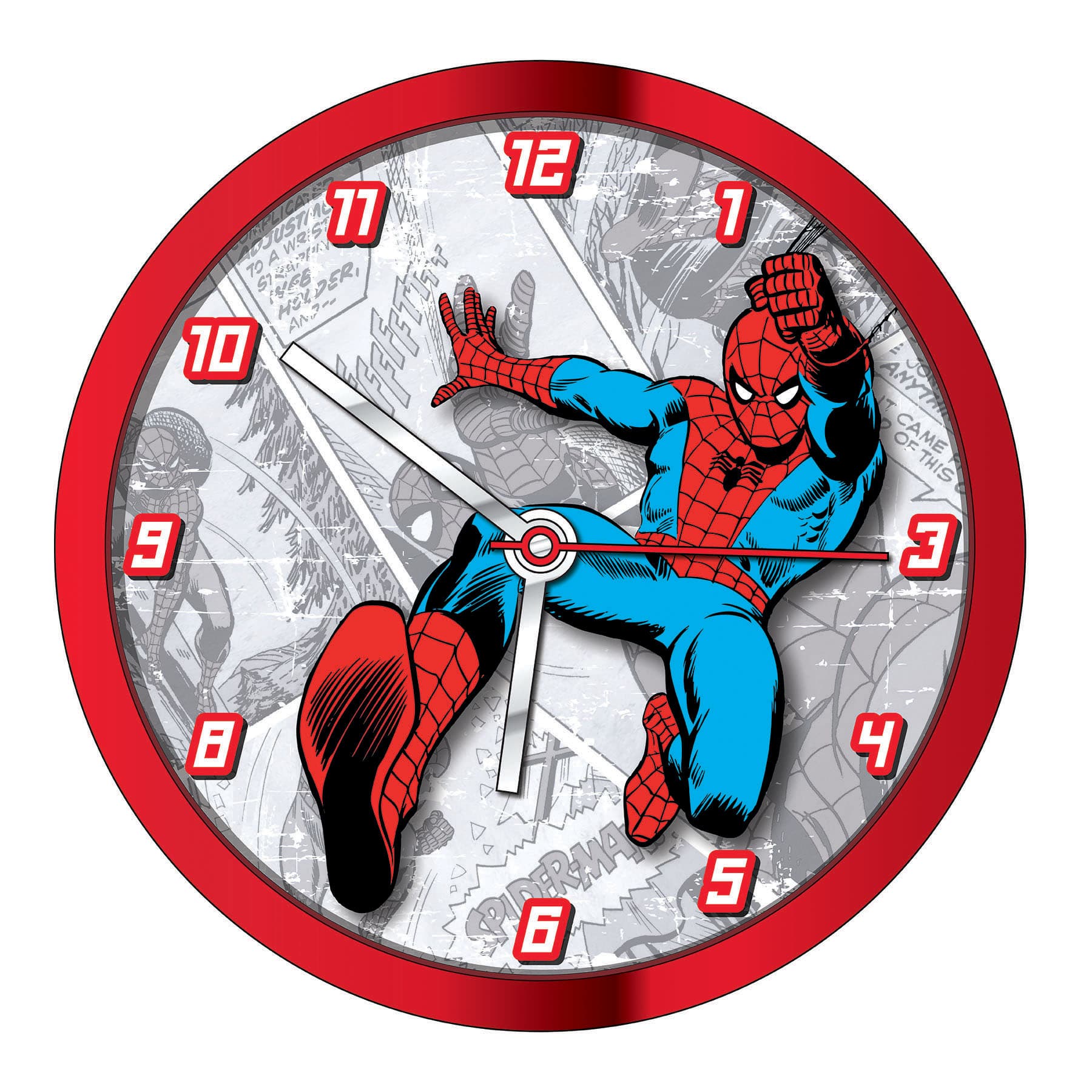 Spiderman Red Round Wall Clock, 10"