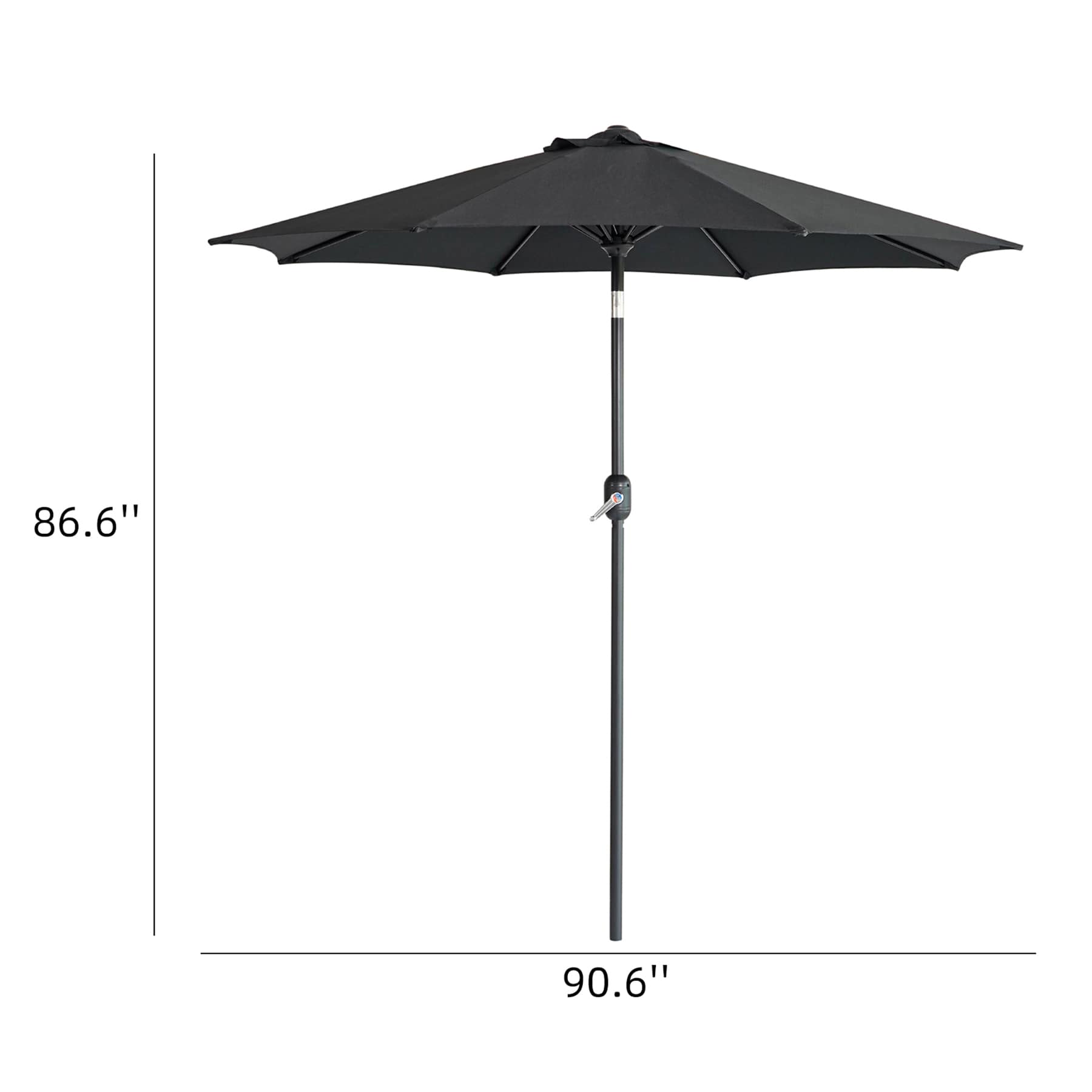 Black Crank & Tilt Round Patio Umbrella, 7.5'
