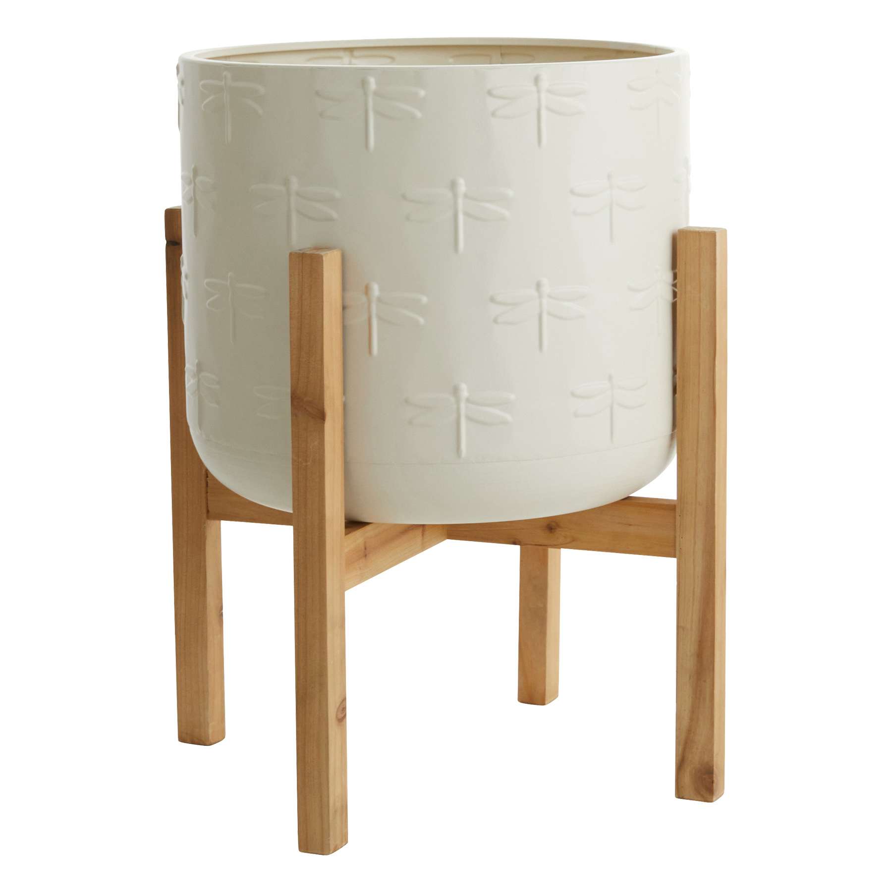 Honeyblooom Metal & Wood Planter Stand, Medium