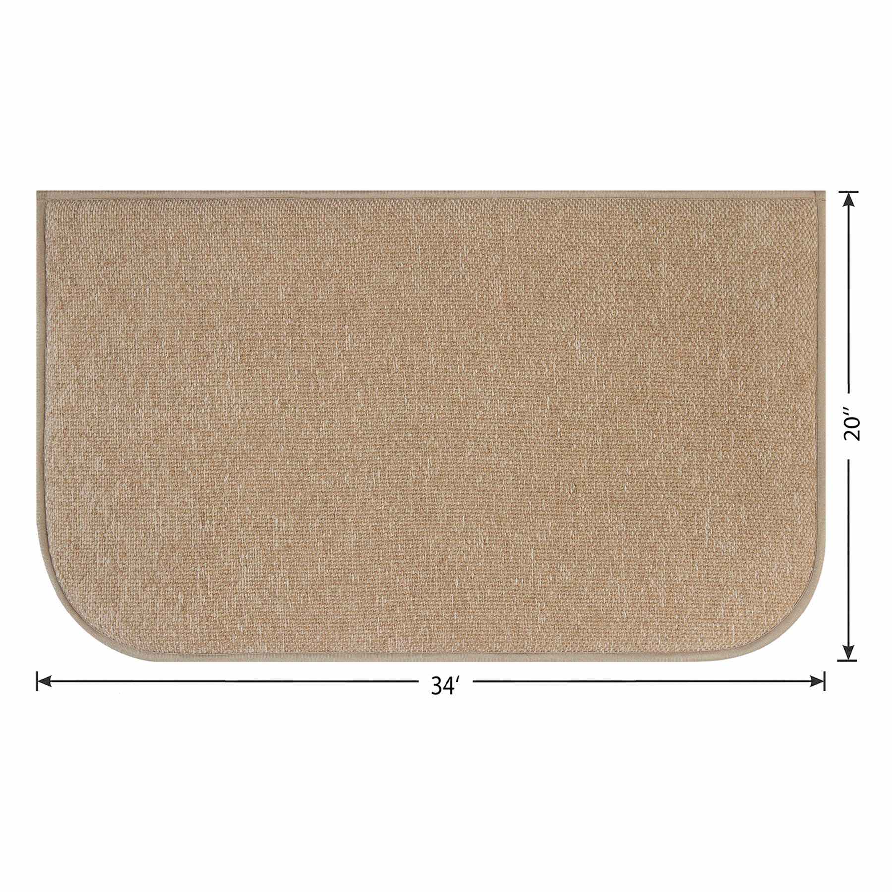 Tan Woven Chenille Washable Kitchen Mat, 20x34