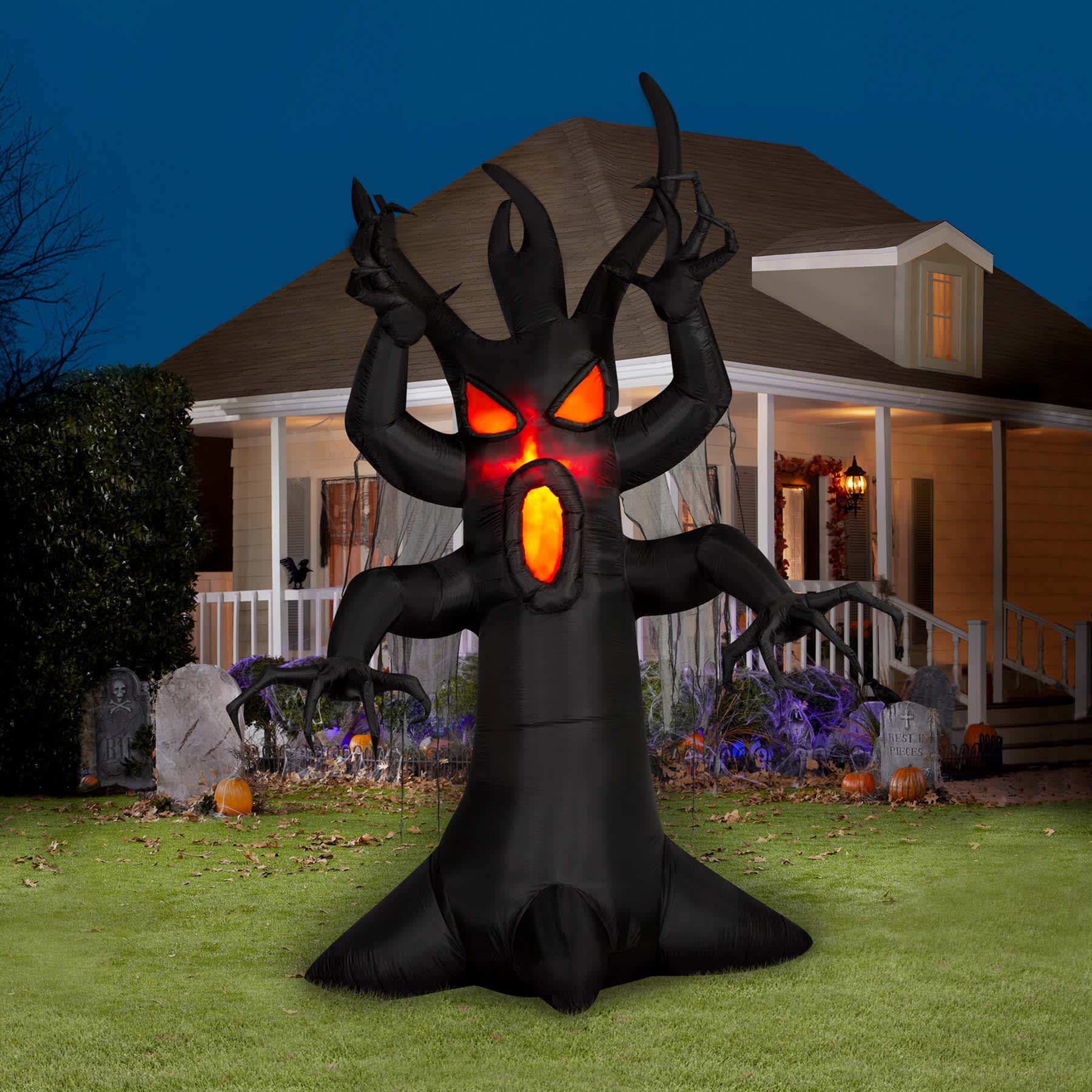 Fire & Ice Spooky Black Tree Halloween Inflatable, 12'