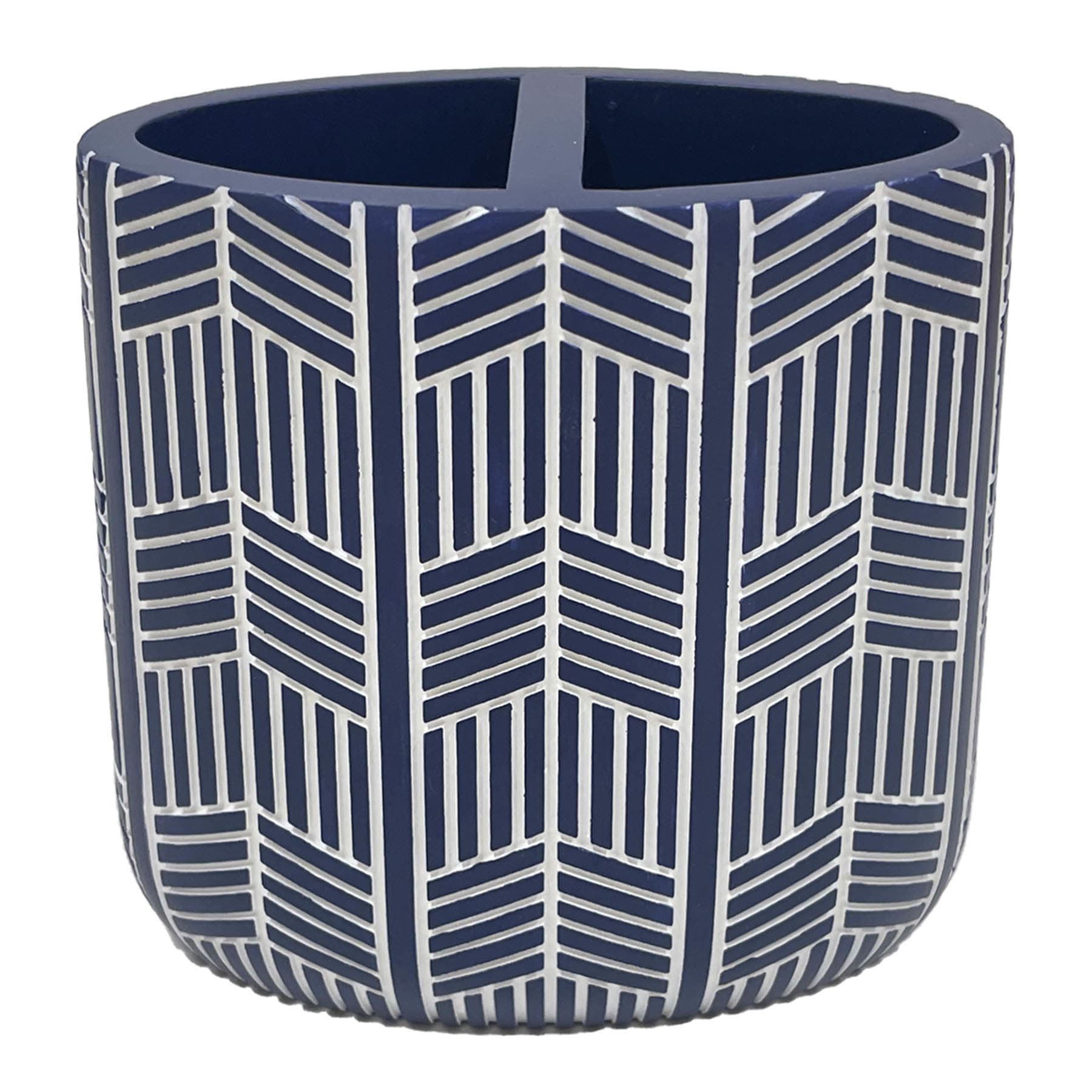 Crosby St. Milo Blue Chevron Toothbrush Holder, 4.3"
