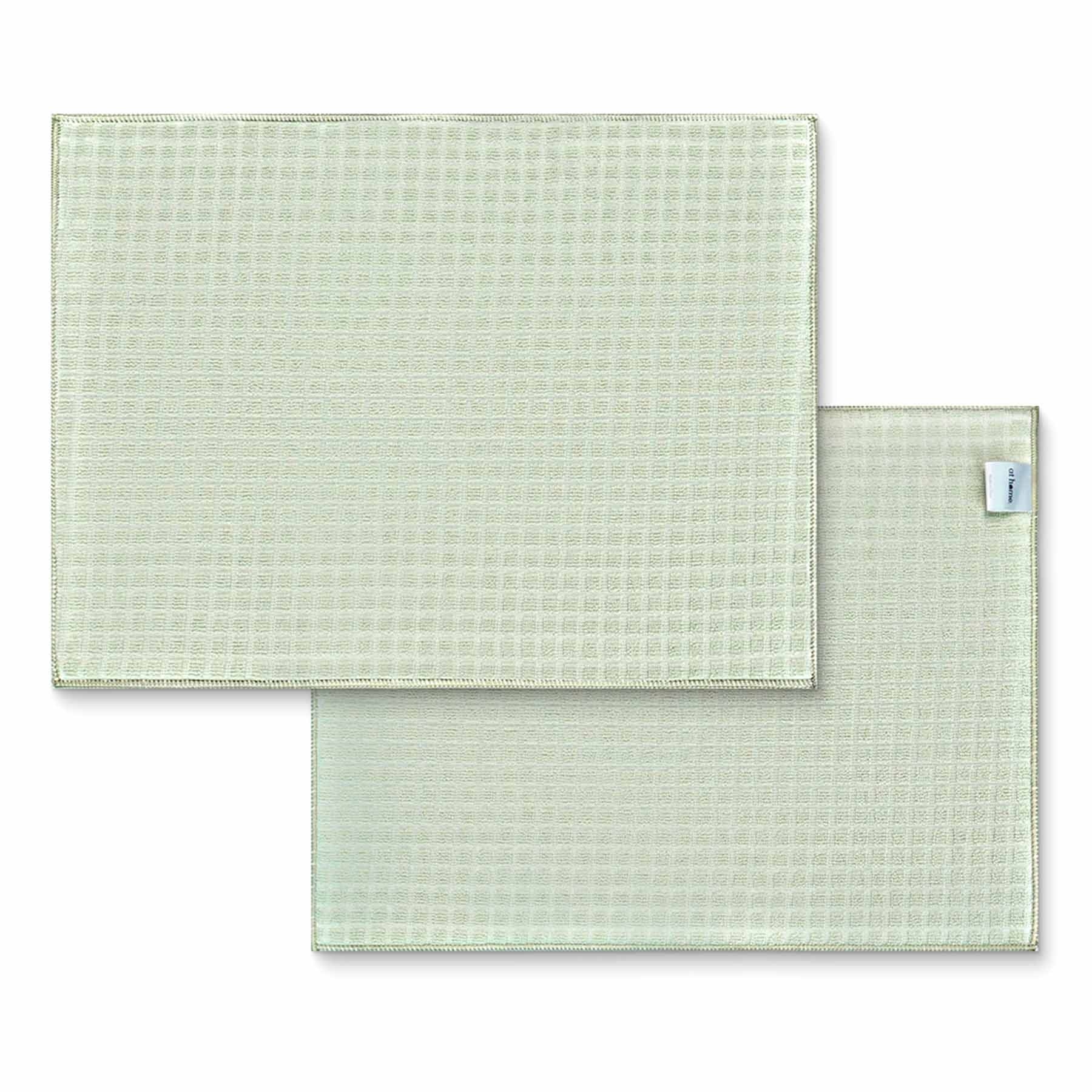 Set of 2 Green Waffle Cotton Drying Mat