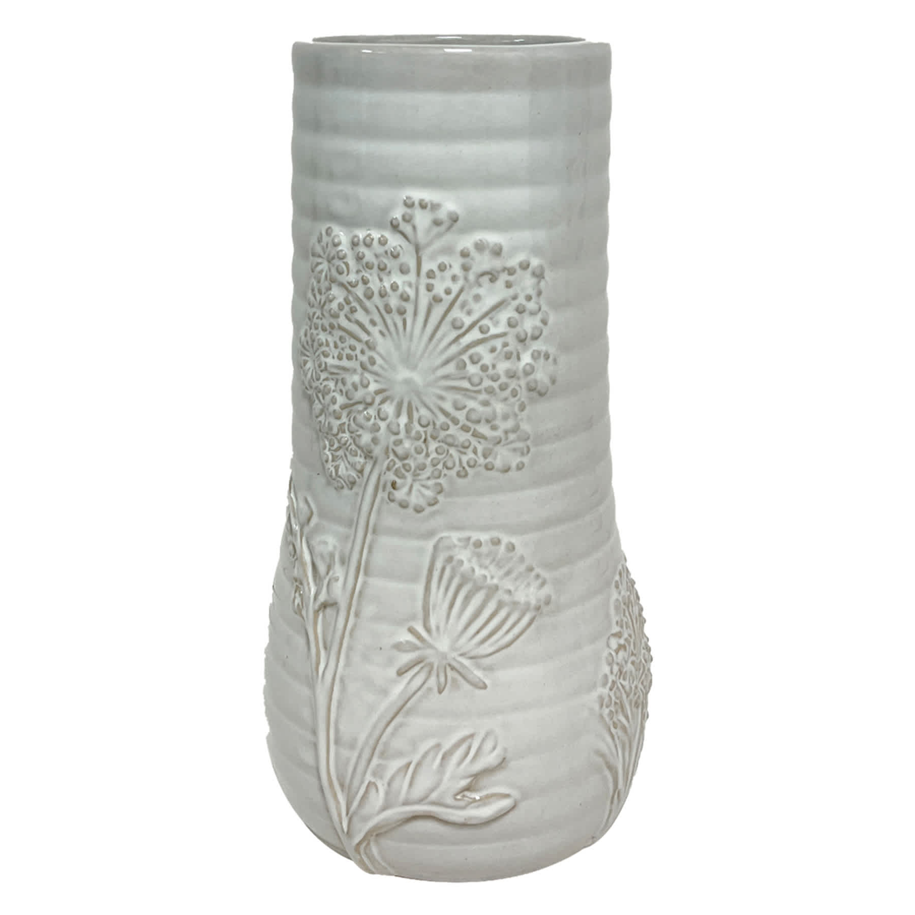 Honeybloom White Floral Ceramic Vase, 9"
