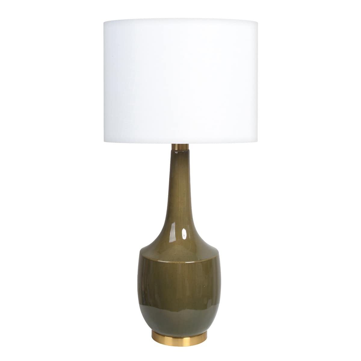 Green Speckle Ceramic Large Lamp with Diffuser Shade, 36In