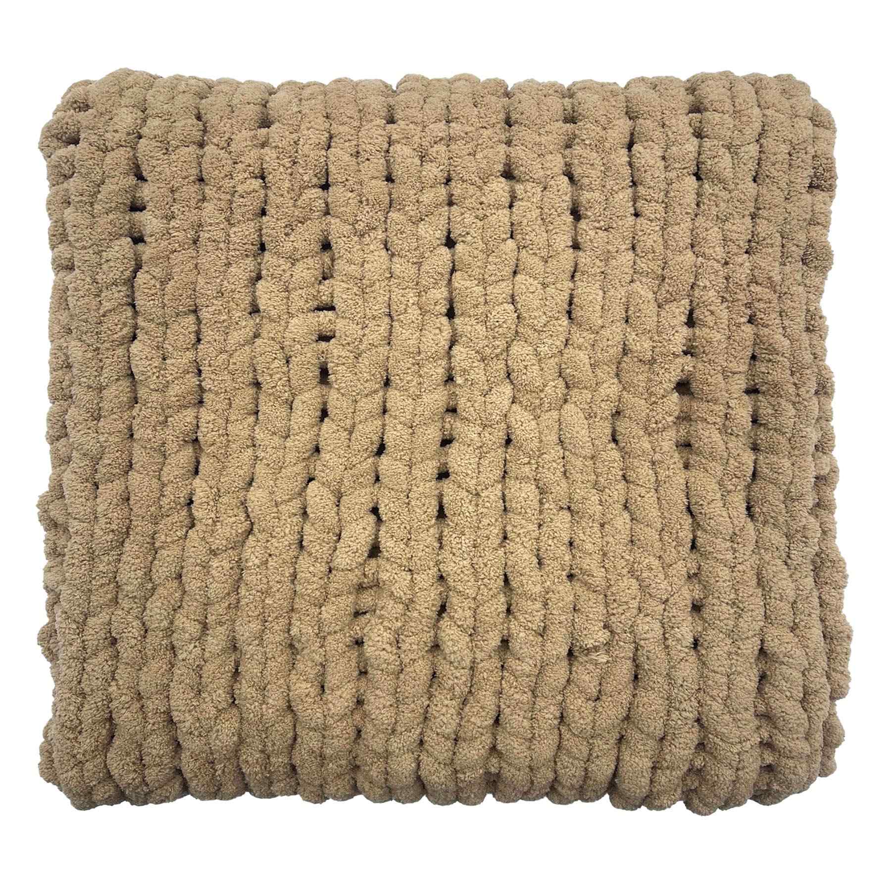 Honeybloom Tan Chunky Knit Throw Blanket, 50x60