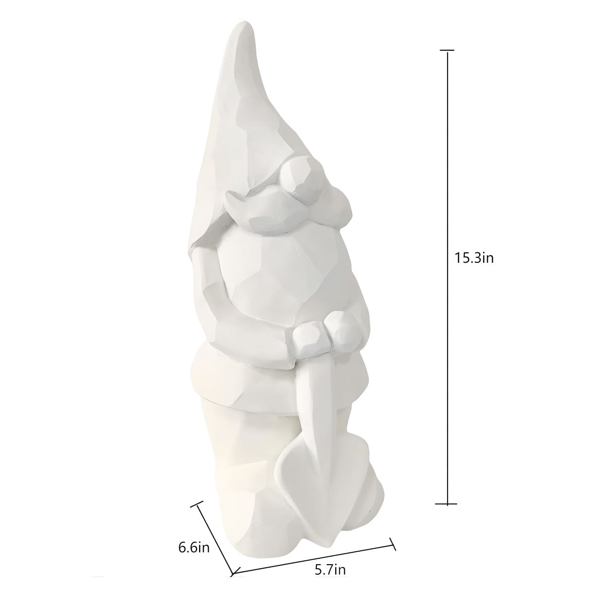 Crosby St. White Geometric Gnome Outdoor Garden Statue, 15"