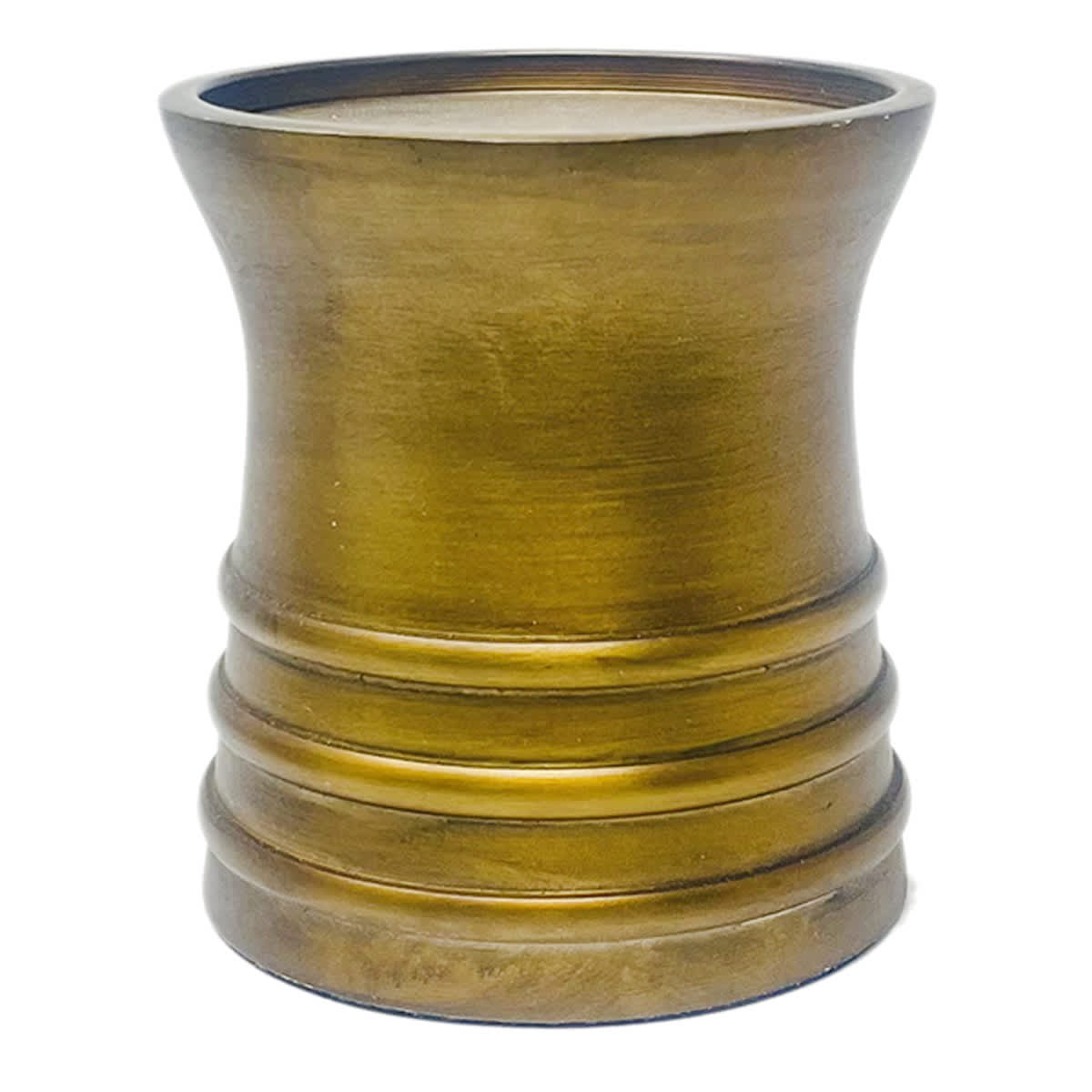 Honeybloom Brass Ribbed Pillar Candle Holder, 4"