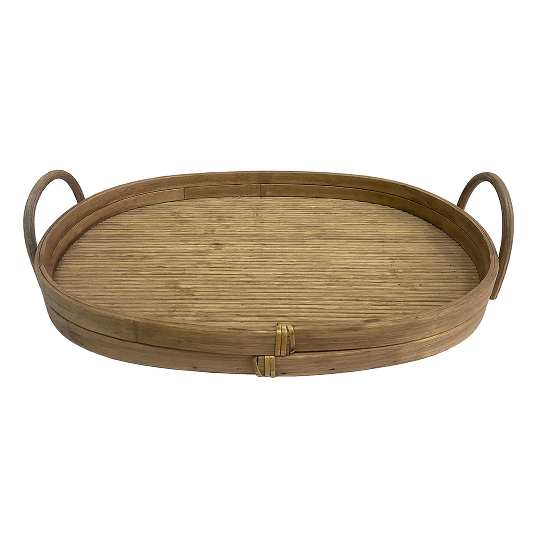 Found & Fable Natural Wooden Decorative Tray with Loop Handles, 15"