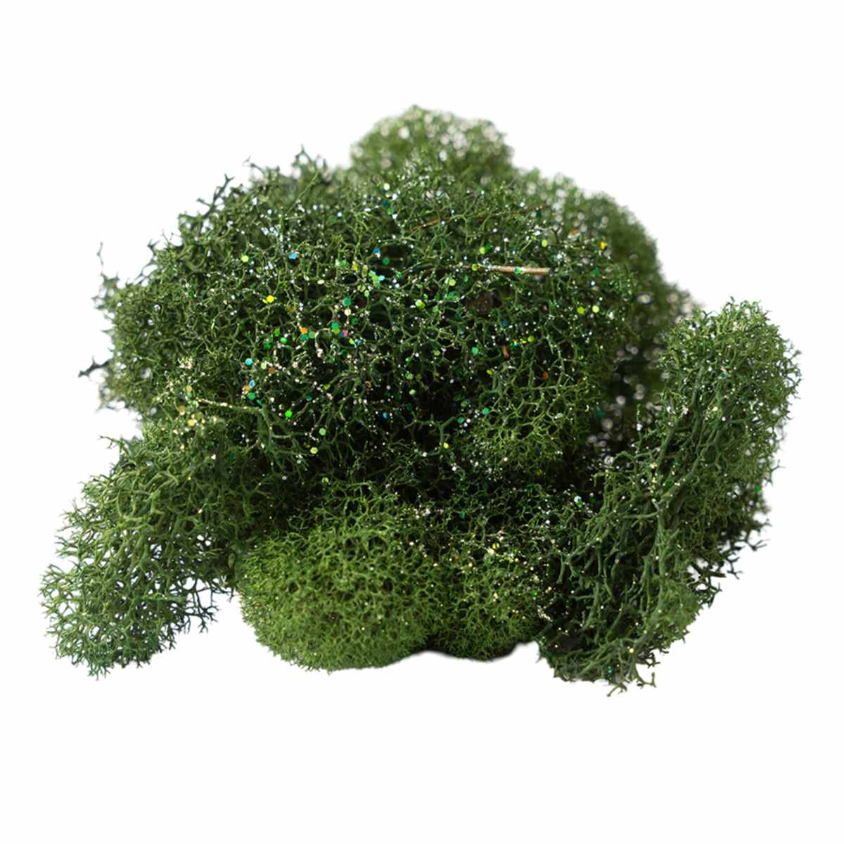 Glittered Forest Green Reindeer Moss