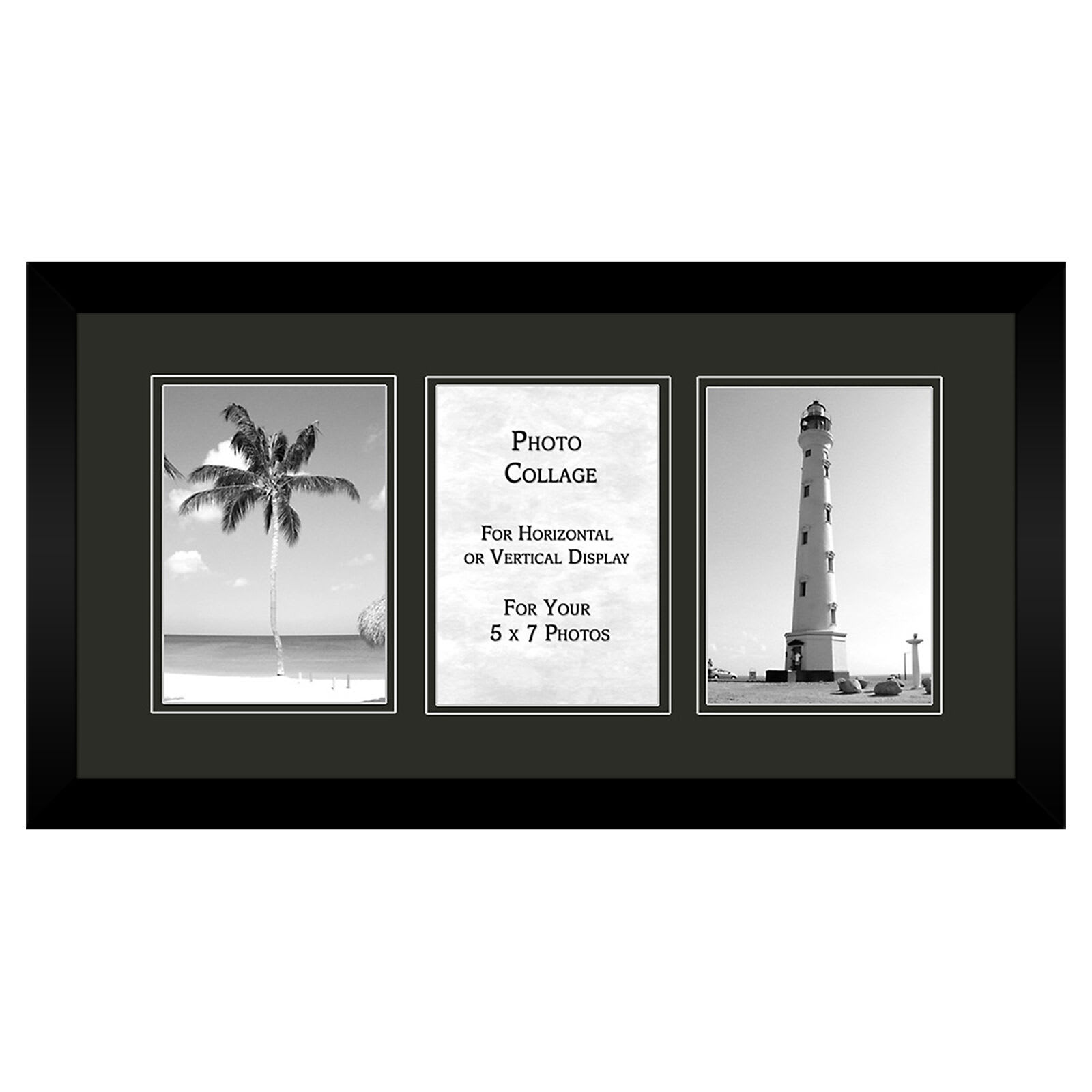 3-Opening Black Mat Collage Picture Frame, 20x10