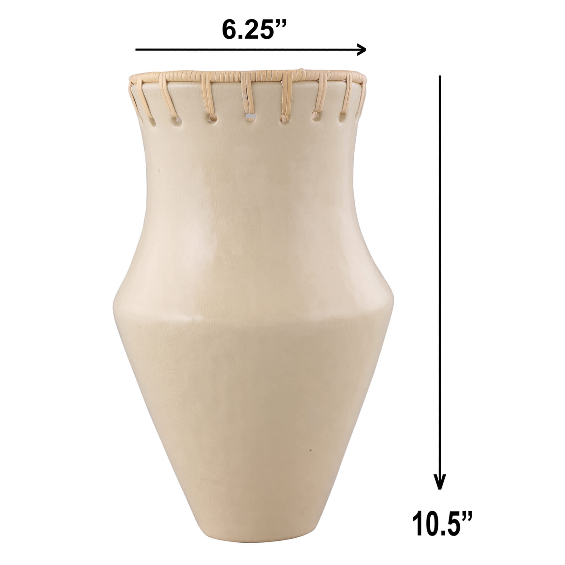 Rattan Ceramic Vase, 10.5''
