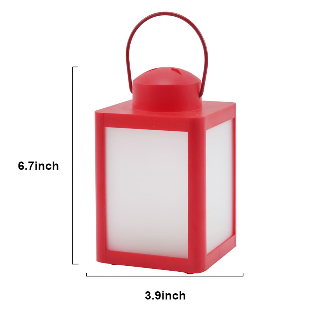Red LED Lantern with Frosted Glass, 6.7"