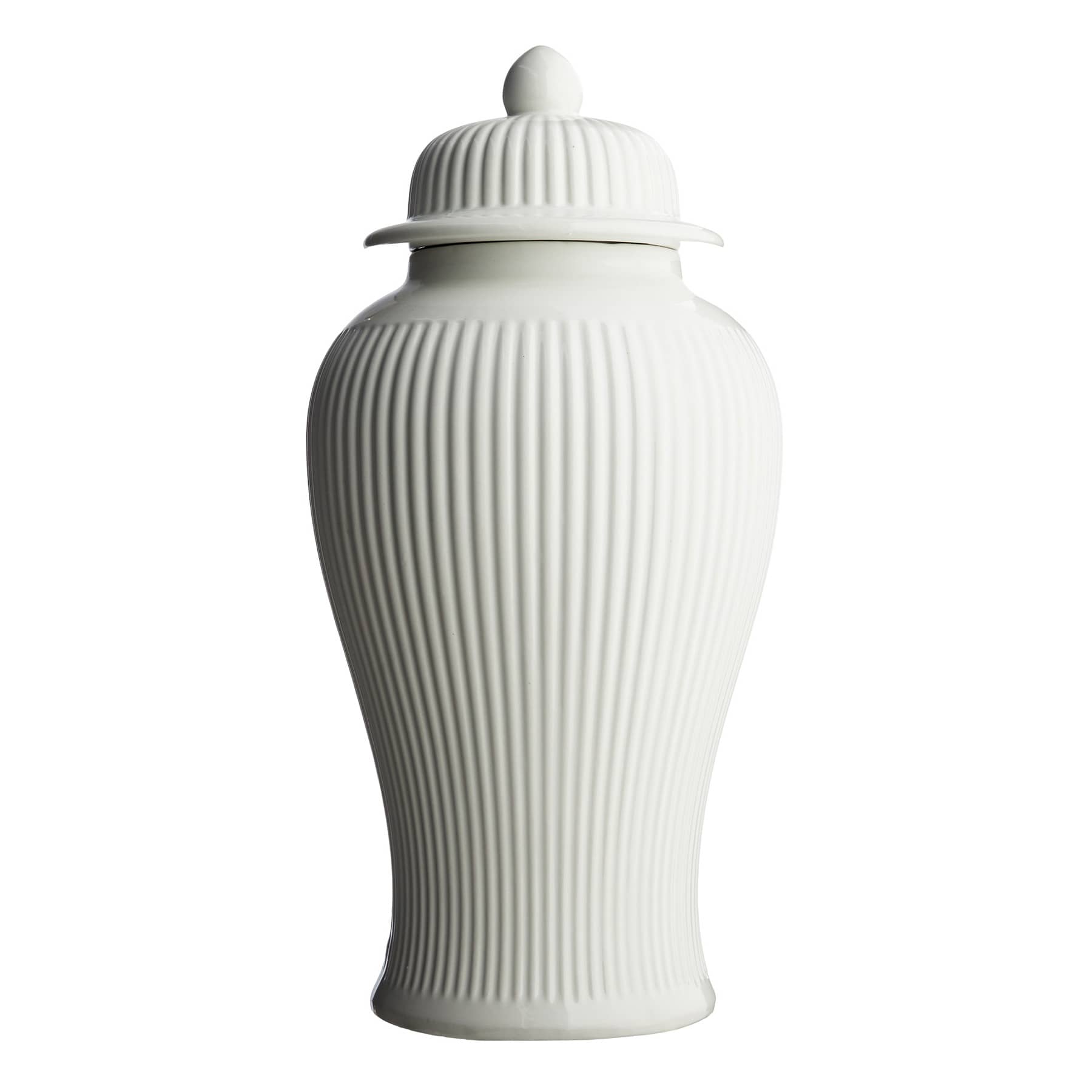 White Ceramic Ginger Jar, 17.5"