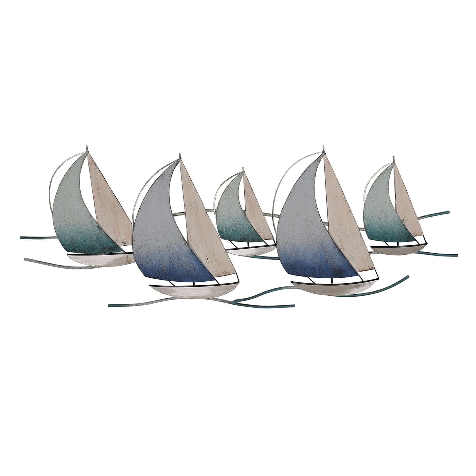 Honeybloom Blue Metal Boat Wall Decor, 40x15