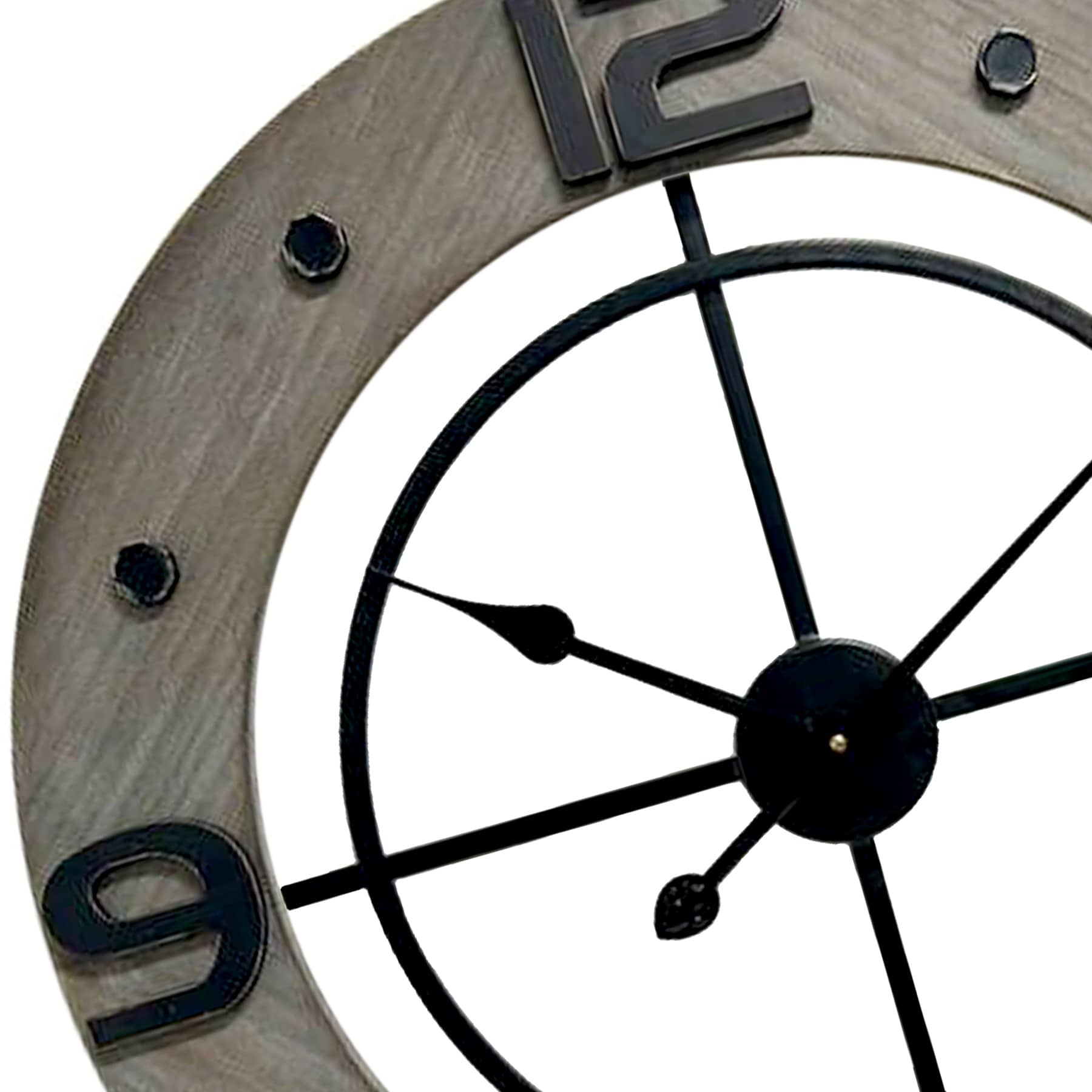 Ty Pennington Grey Arabic Wooden Round Wall Clock, 24"