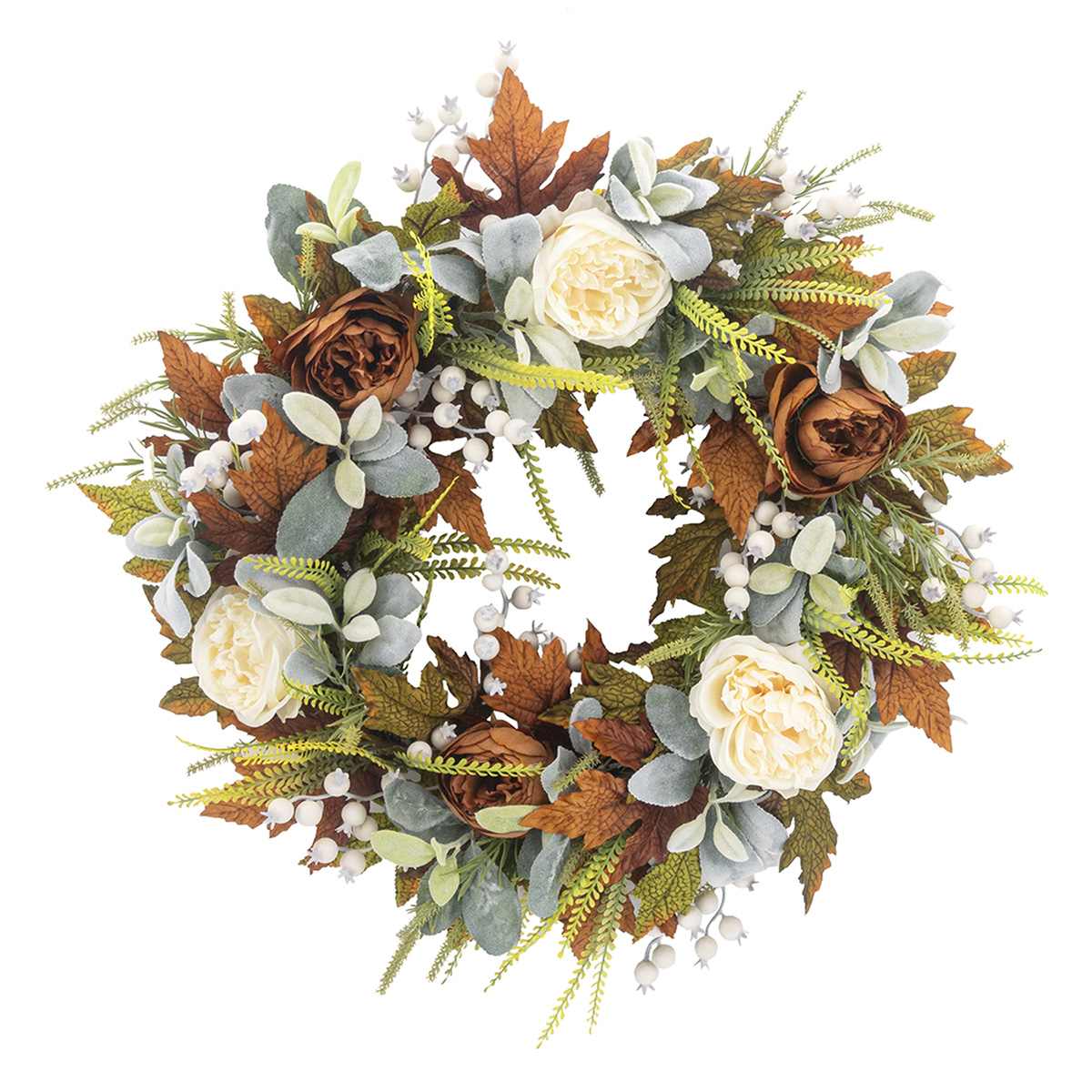 Maple Leaves with Eucalyptus Peony Wreath, 24"