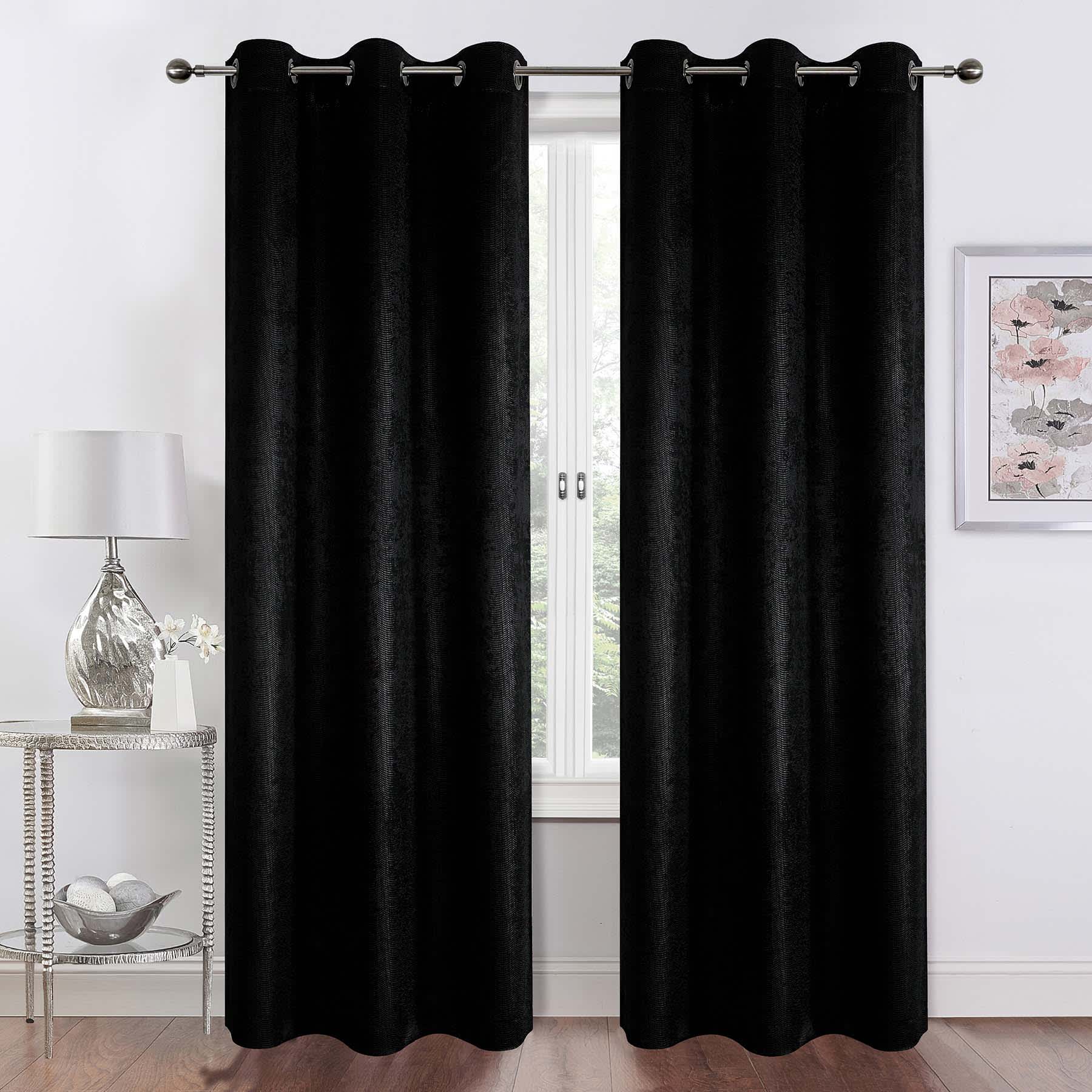 2-Pack Black Blackout Grommet Curtain Panels, 95"