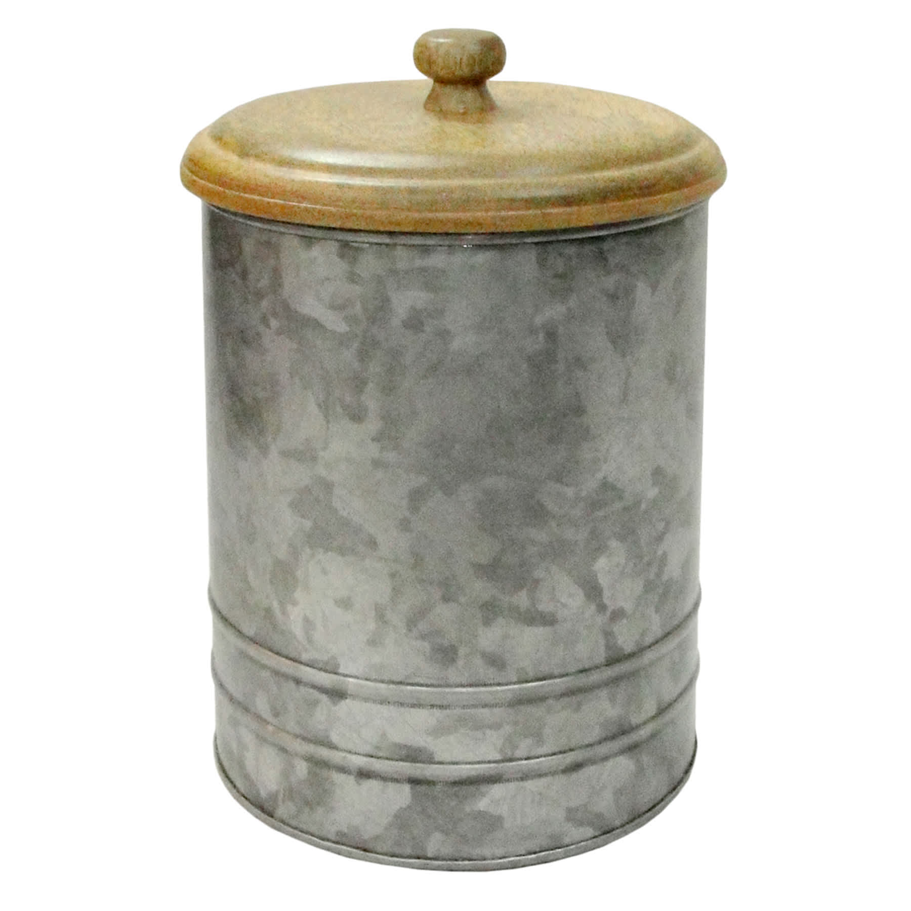 Galvanized Metal Canister with Wood Lid, Medium