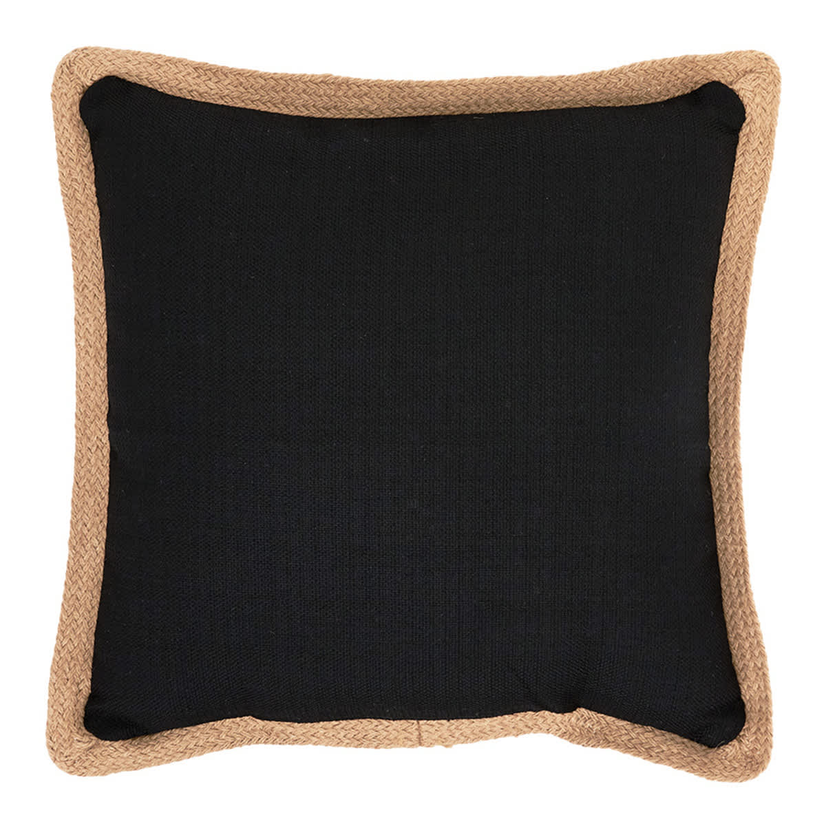 2-Pack Black Jute Trim Outdoor Throw Pillow, 18"