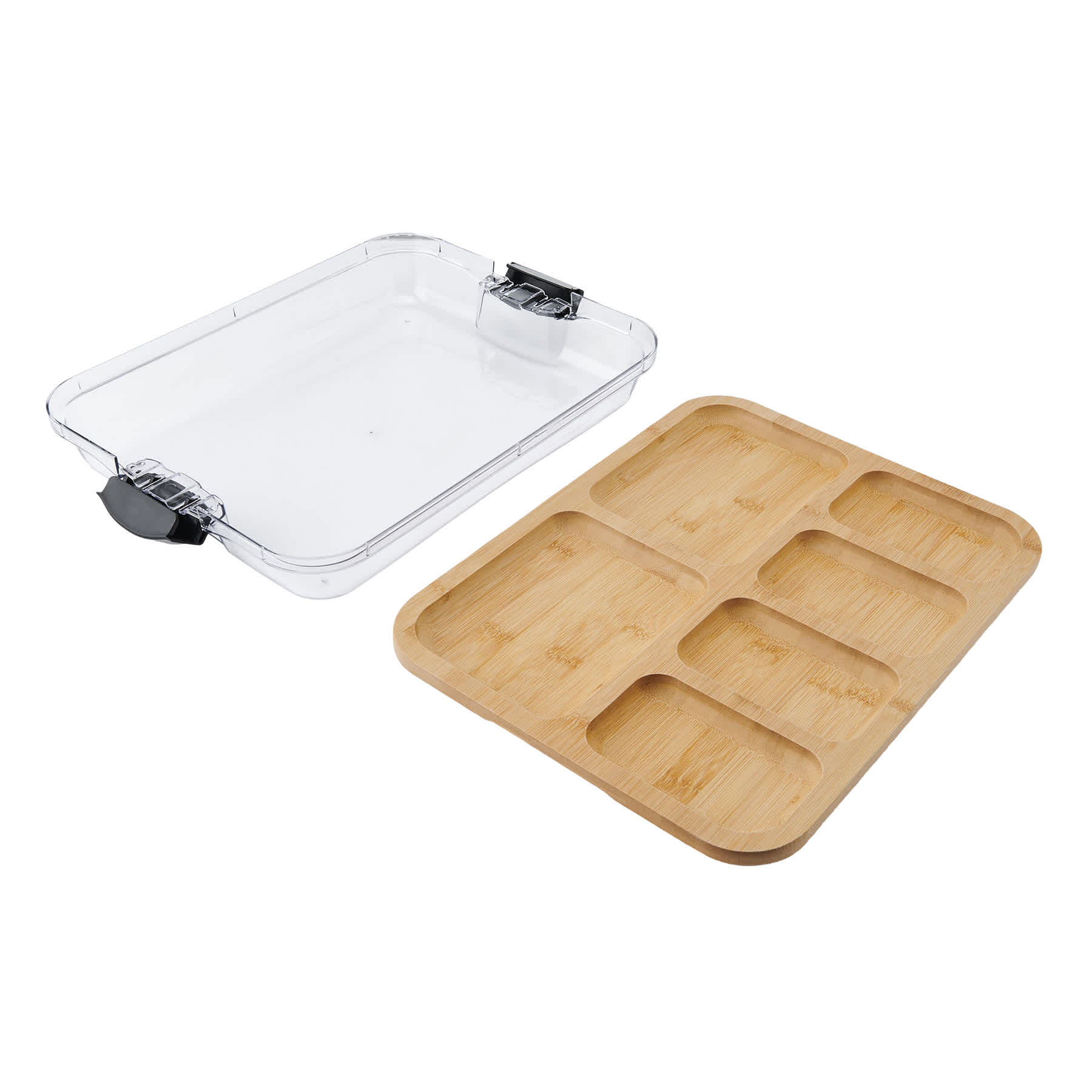 Make & Take 6-Section Bamboo Serving Board with Lid, 11x14