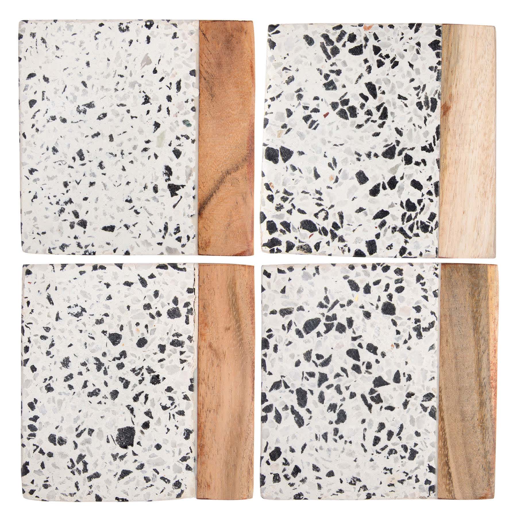 Set of 4 Square Tezza Wood Coasters