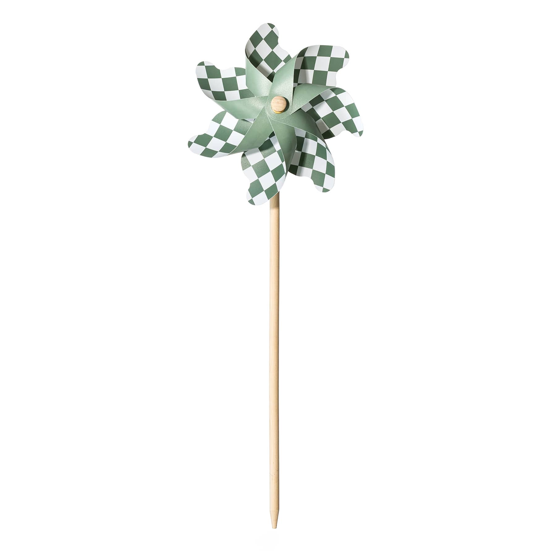Honeybloom Green Check Whirligig, 19"