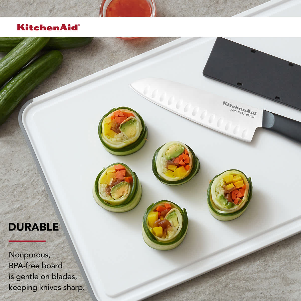 KitchenAid Classic Nonslip Plastic Cutting Board, 12x18