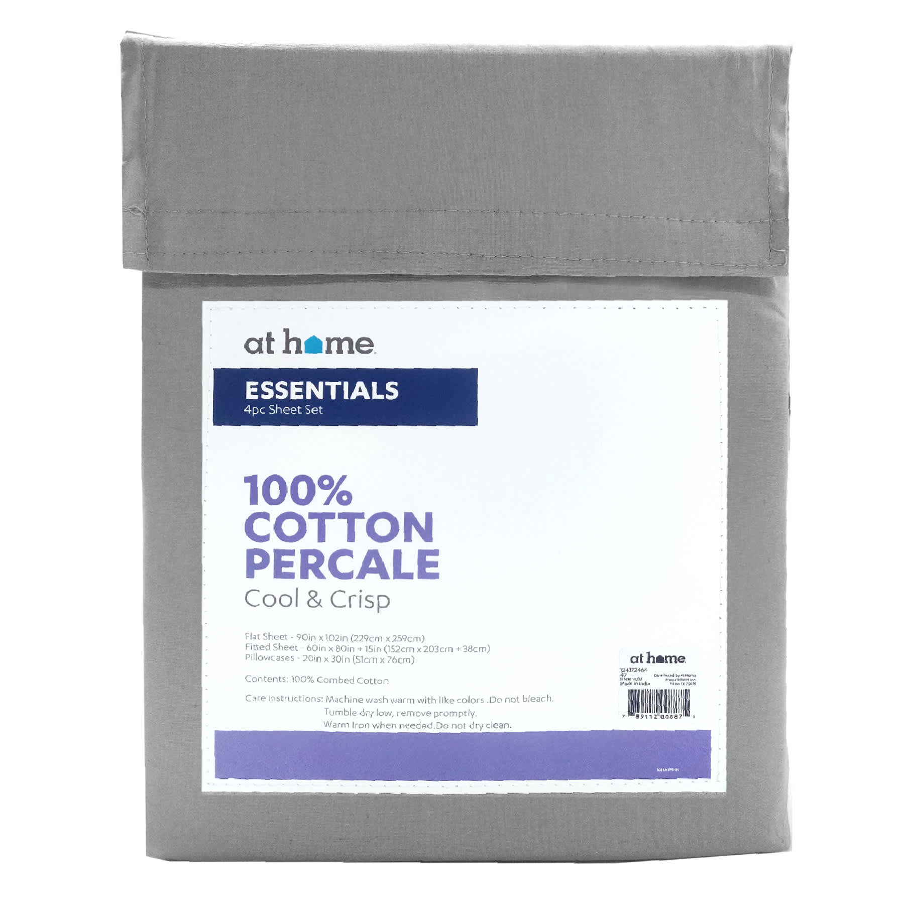 4-Piece Dark Grey 200 Thread Count Cotton Essentials Sheet Set, Queen