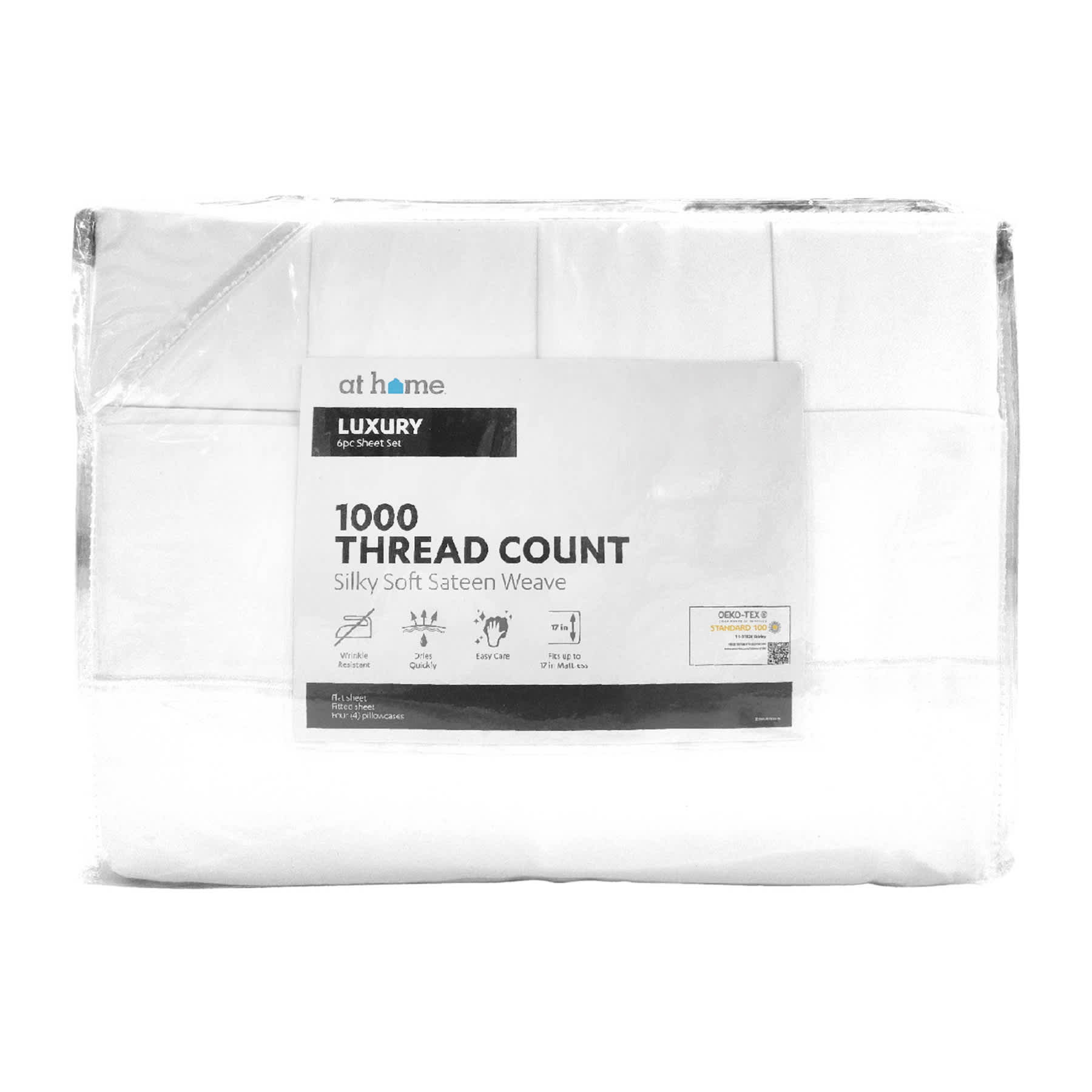 6-Piece White 1000 Thread Count Cotton Blend Sheet Set, Queen