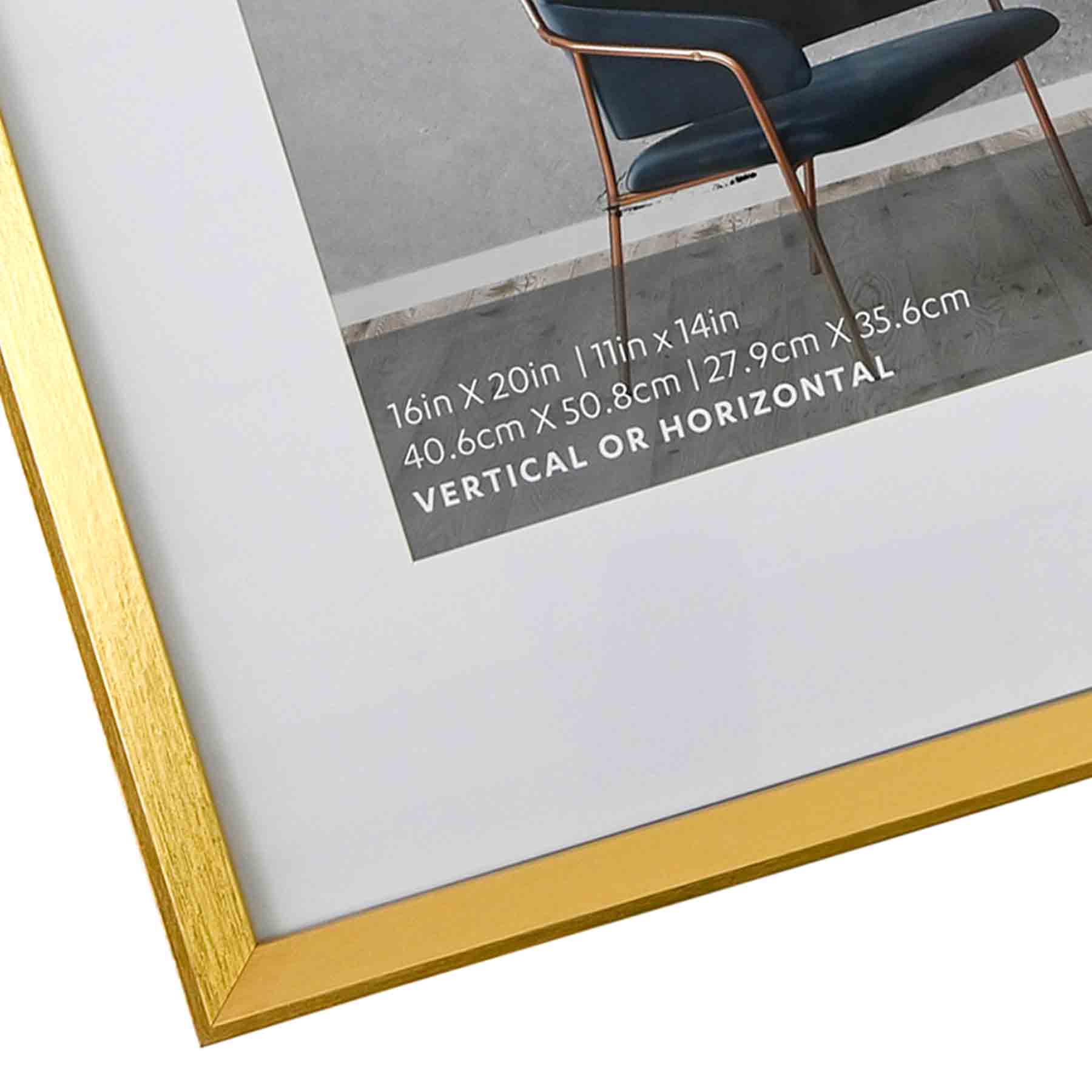 16x20 Matted to 11x14 Wall Frame, Gold