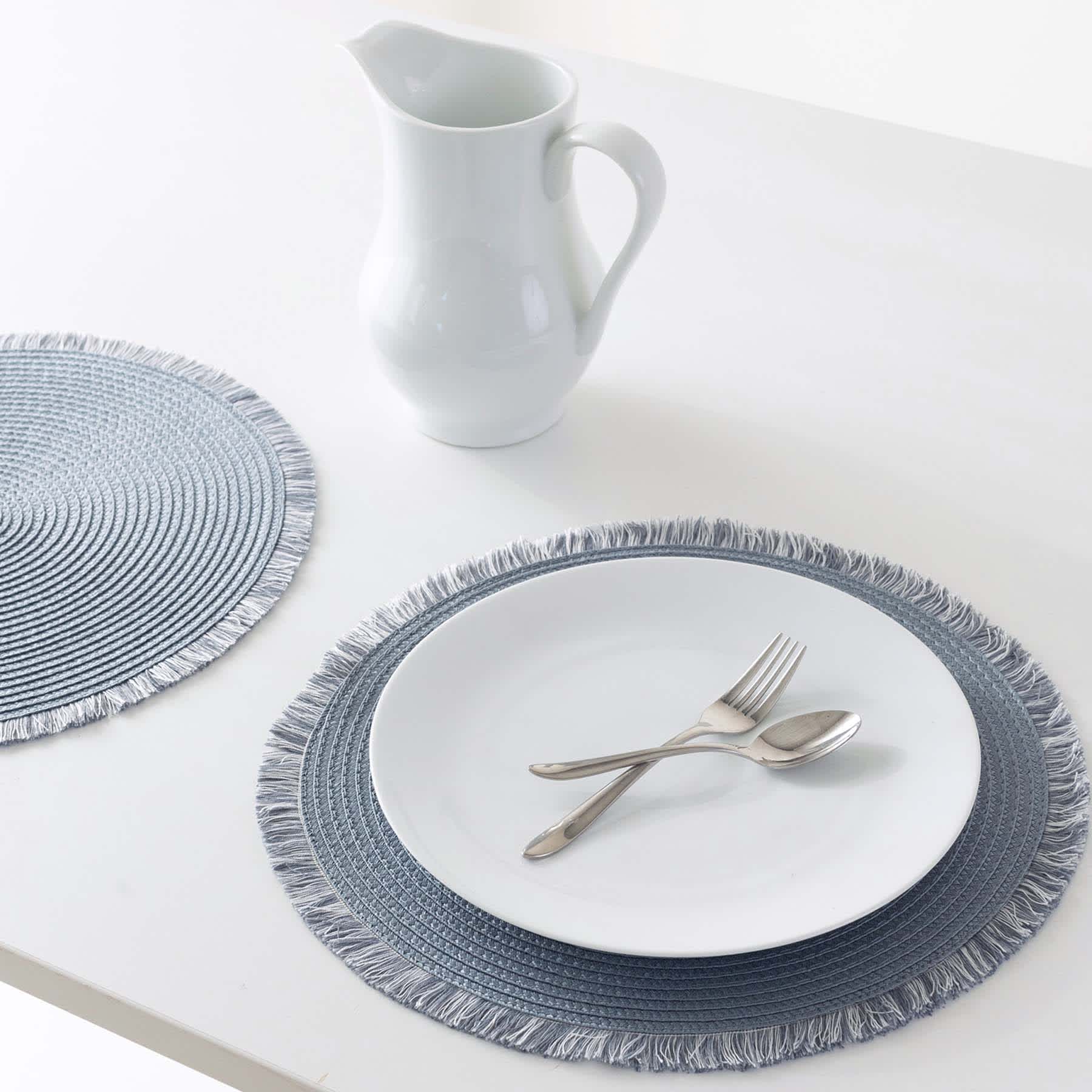 Set of 6 Vargus Cove Blue Round Placemats, 15"