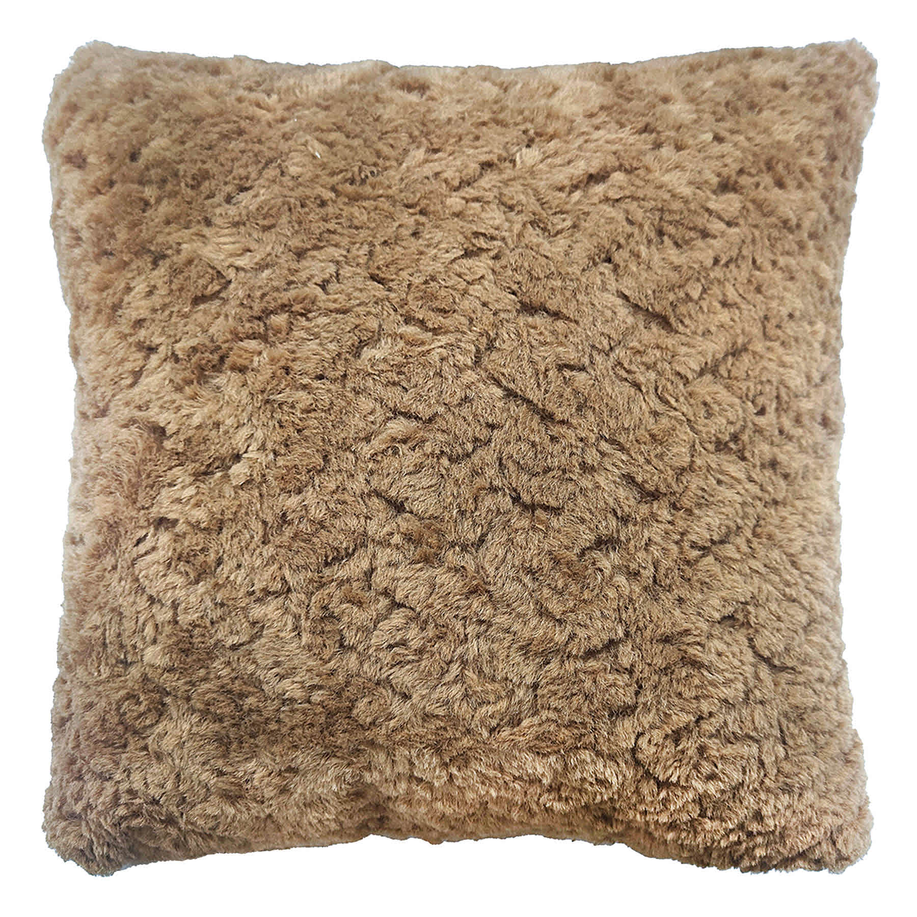 Brown Textured Faux Fur Throw Pillow, 24"