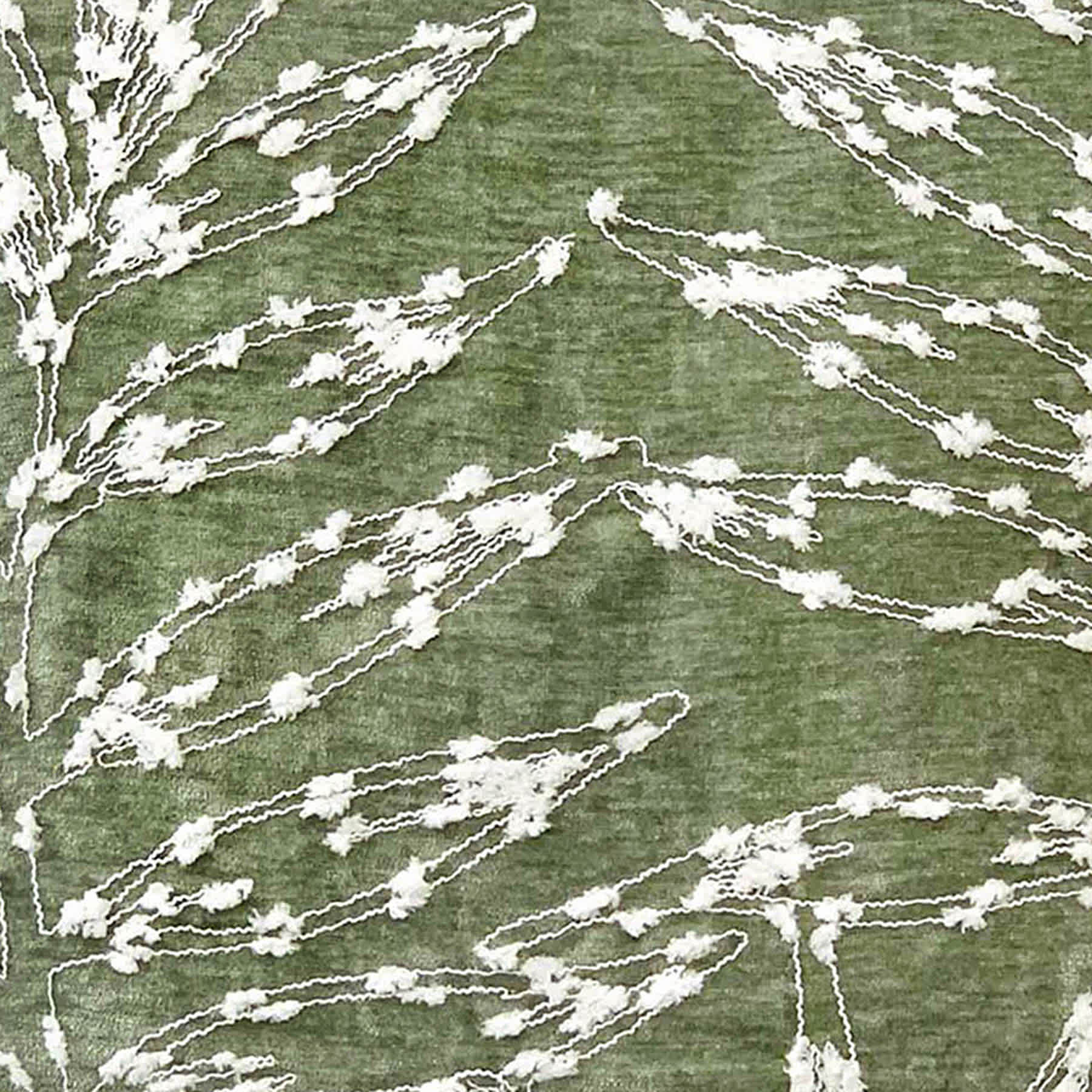 Green Firefly Floral Embroidered Throw Pillow, 18"