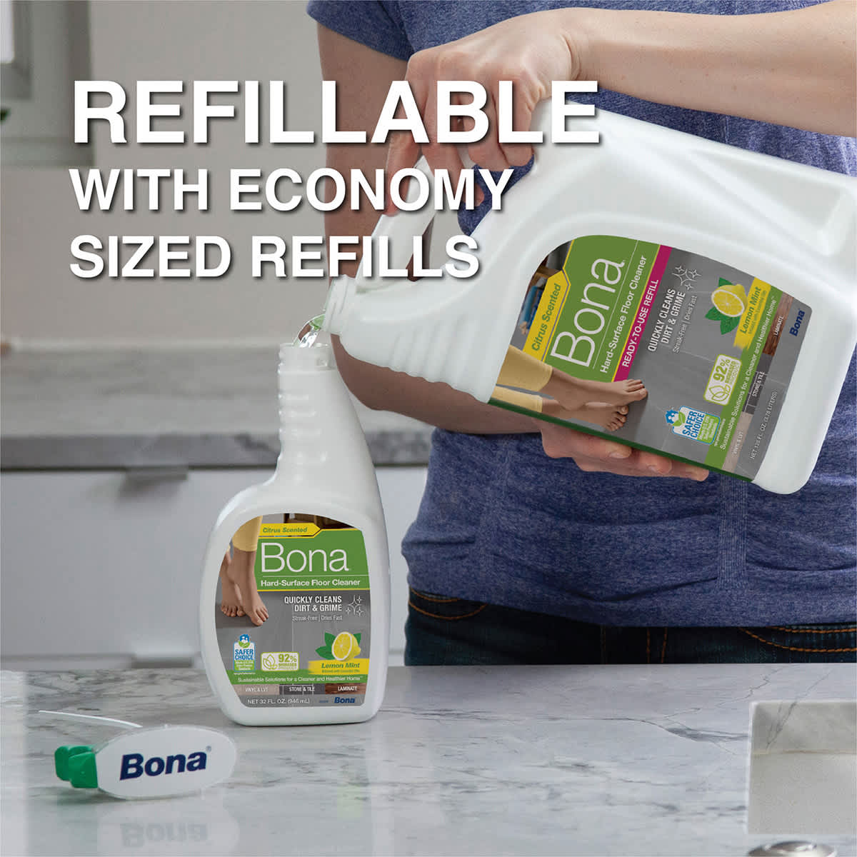 Bona Hard Surface Cleaner Spray Lemon Mint Scent, 32oz