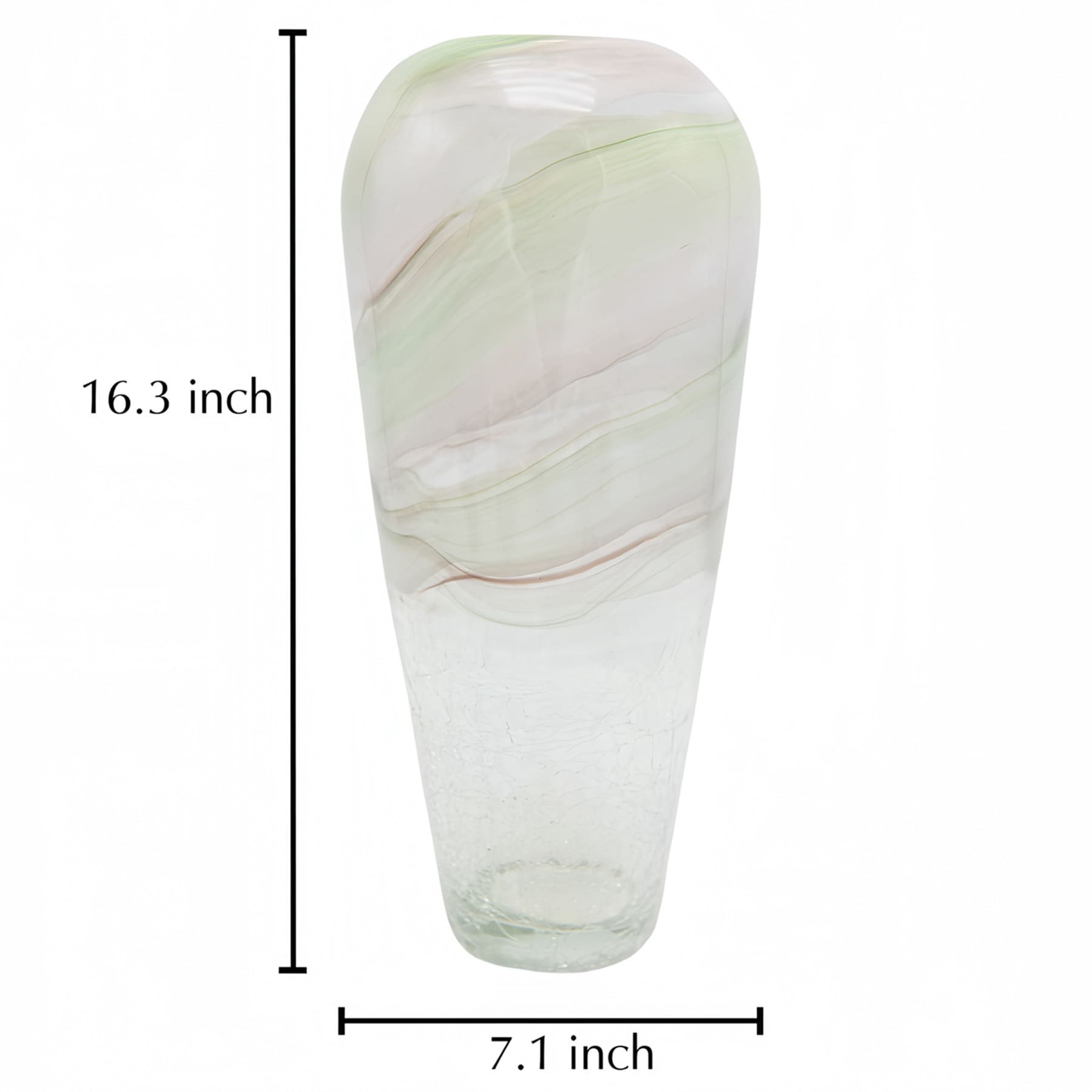 Green Striped Glass Vase, 16"
