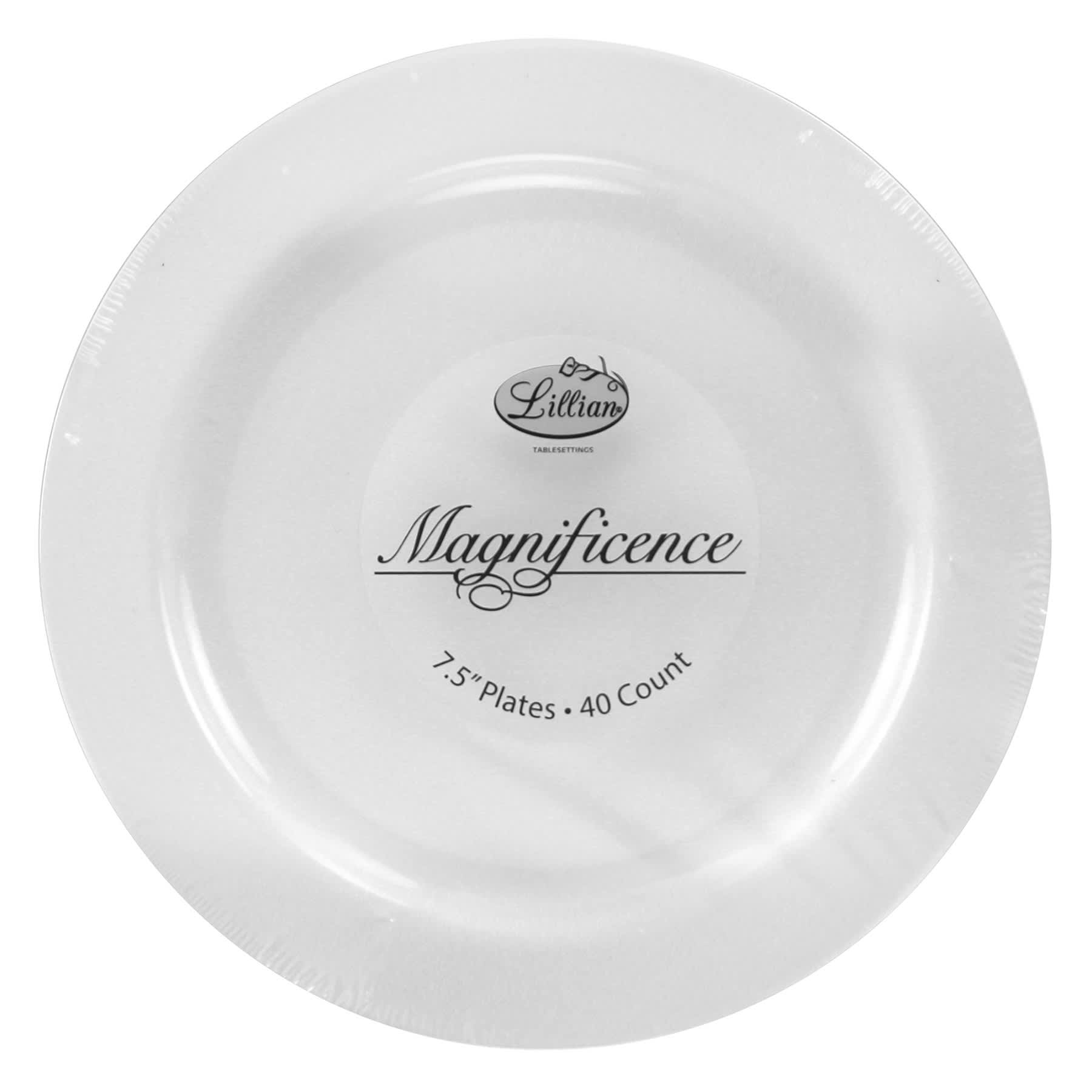 Lillian Table Settings 40-Count Pearl White Plastic Round Plate, 7.5"