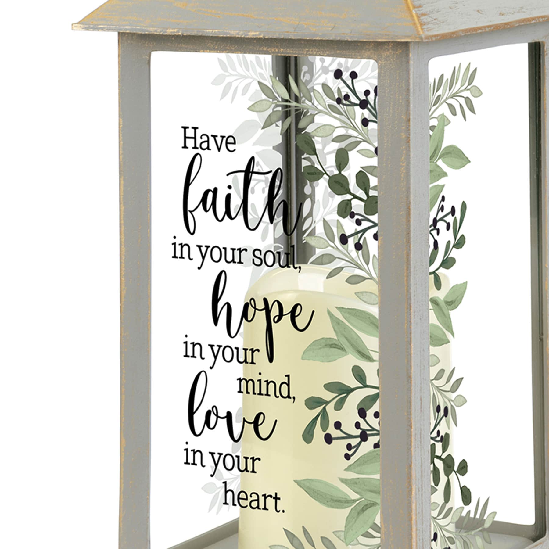 Faith, Hope, & Love Solar Outdoor Lantern, 13"