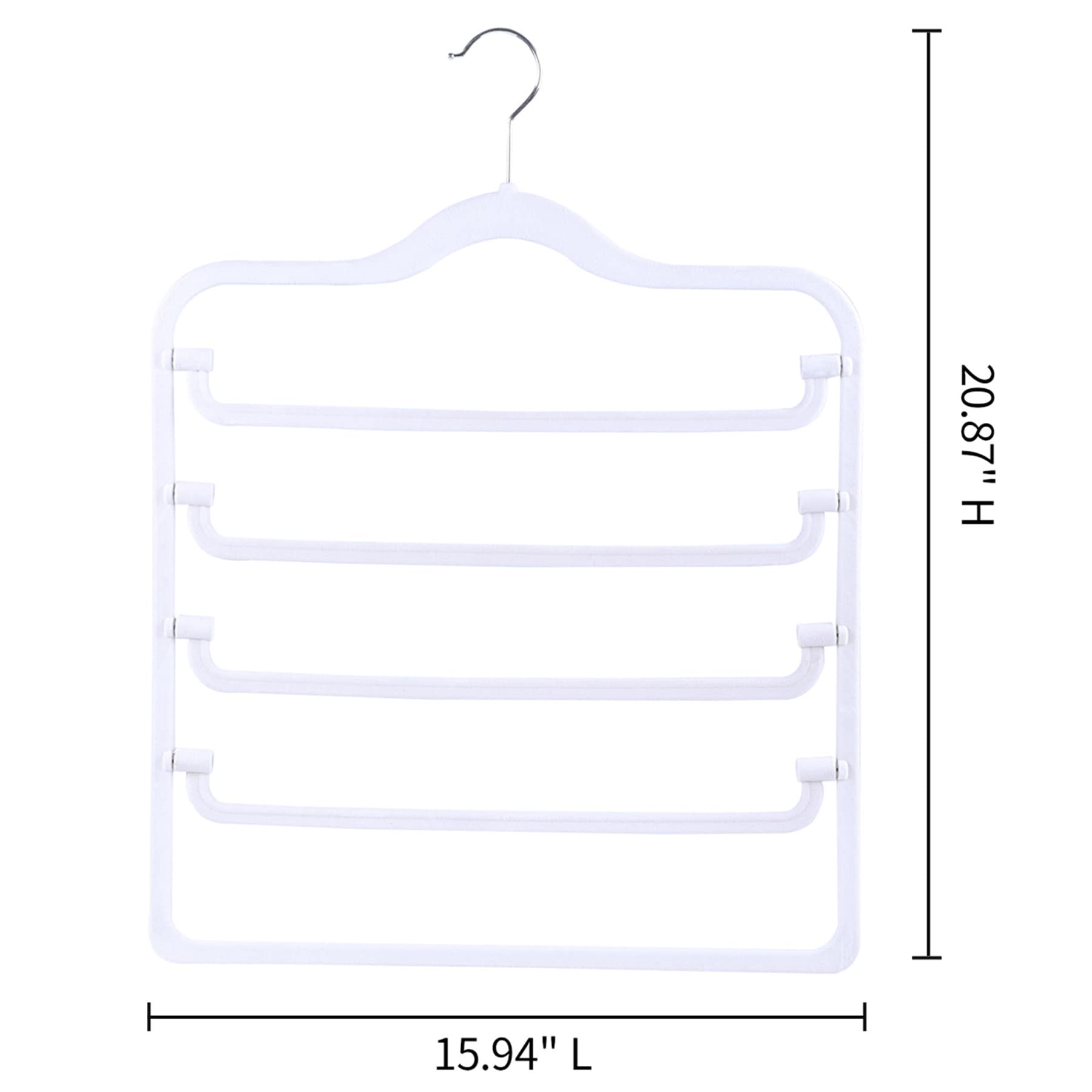 4-Tier Velvet Pant Hanger, Pearl White