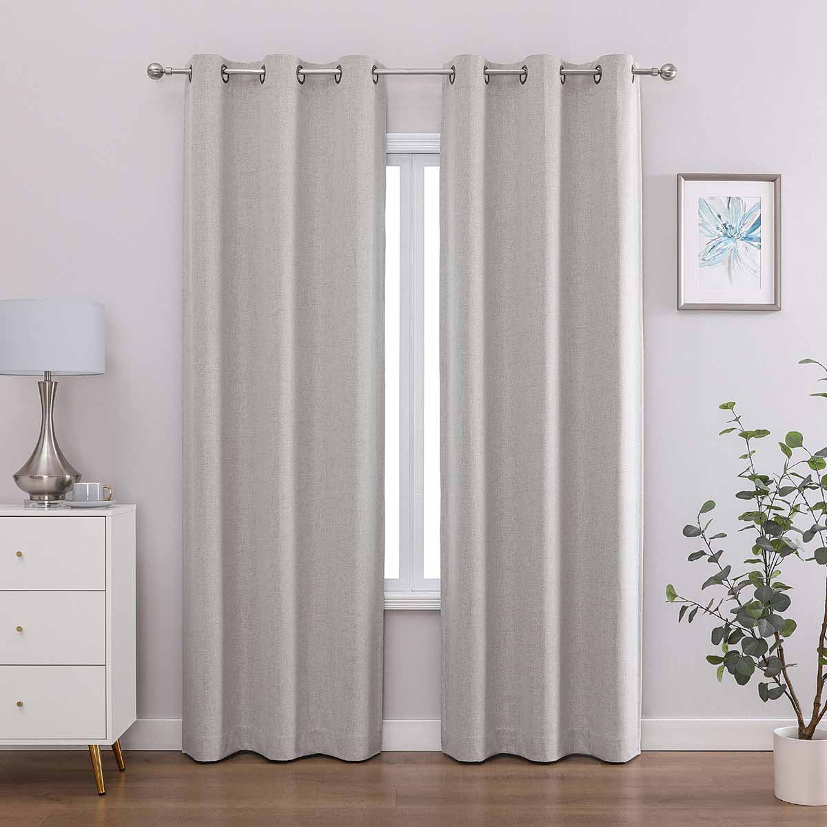 2-Pack Ivory Magnetic Closure Blackout Curtain Panels, 84"