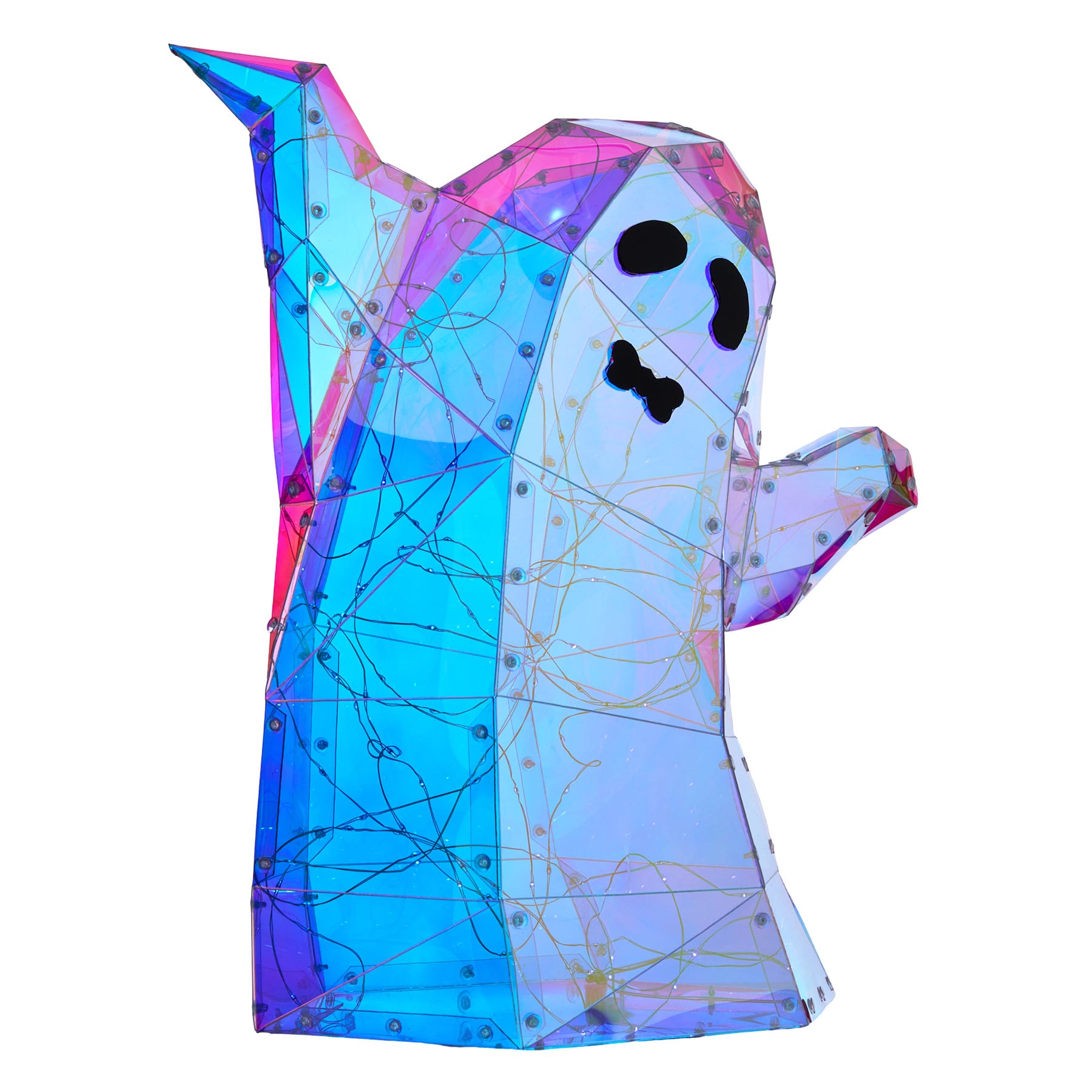 Hey Boo! Black Bow Ghost with White Cold LED Light, Battery Box