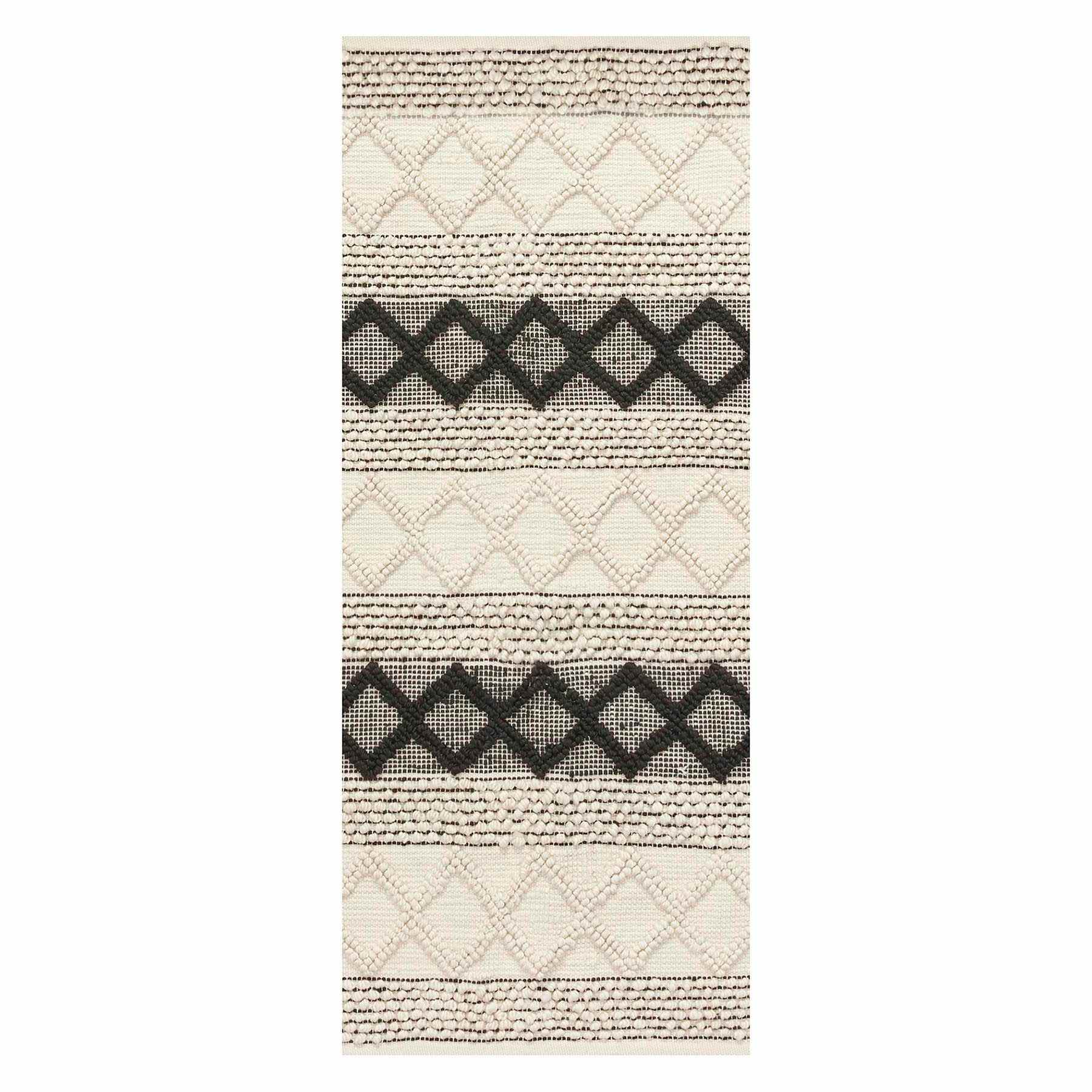(B673) Found & Fable Noah Black & White Woven Runner, 2x5