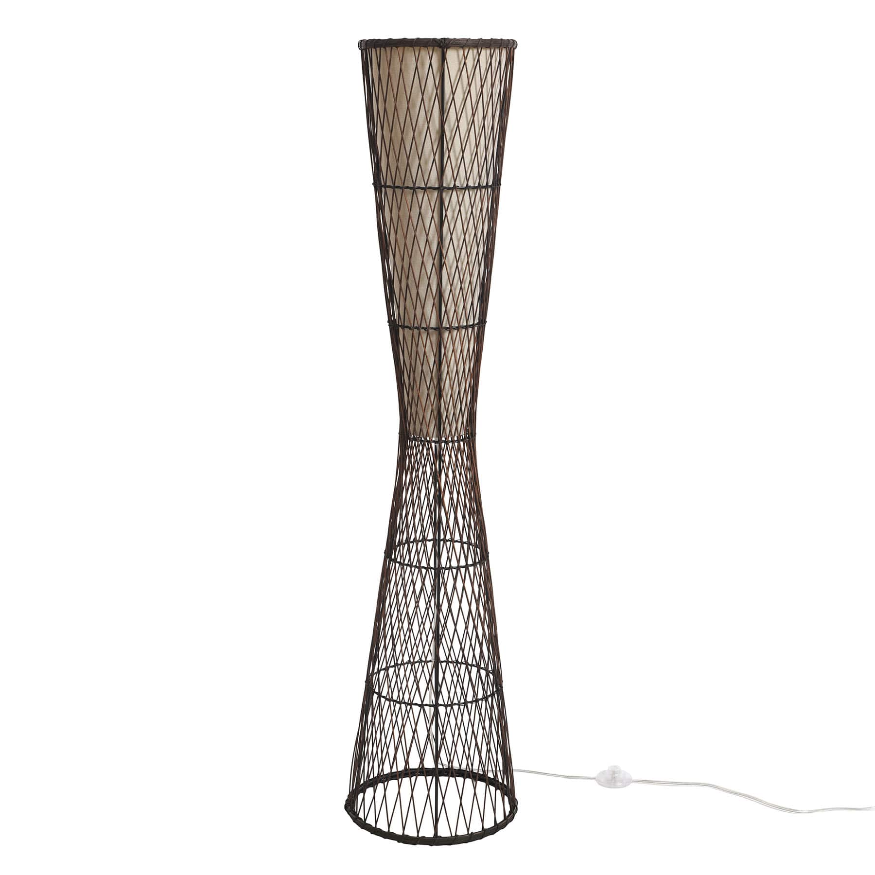 Brown Rattan Uplight Floor Lamp, 55"