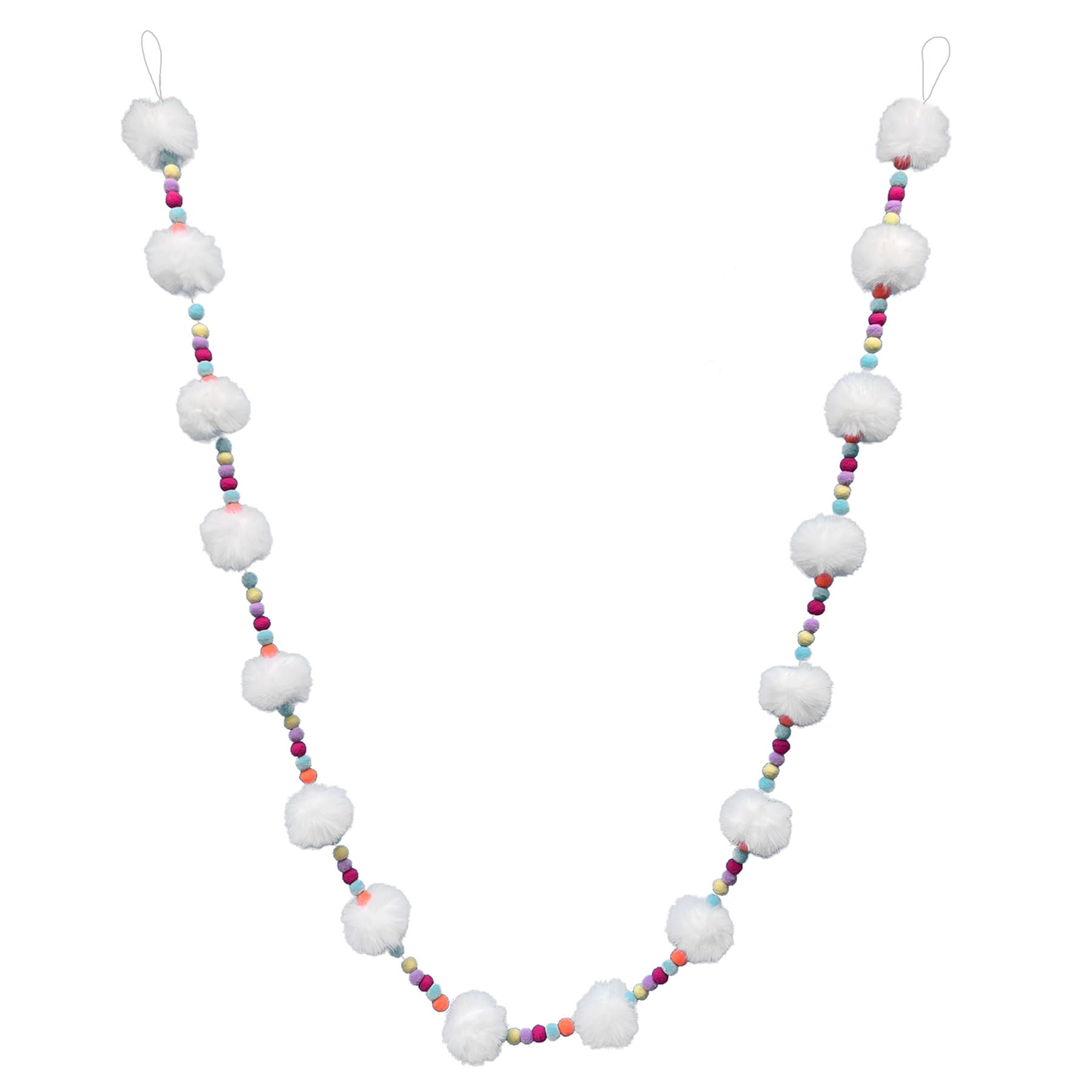 Bunny Brights White Pom-Pom Ball Garland, 72"