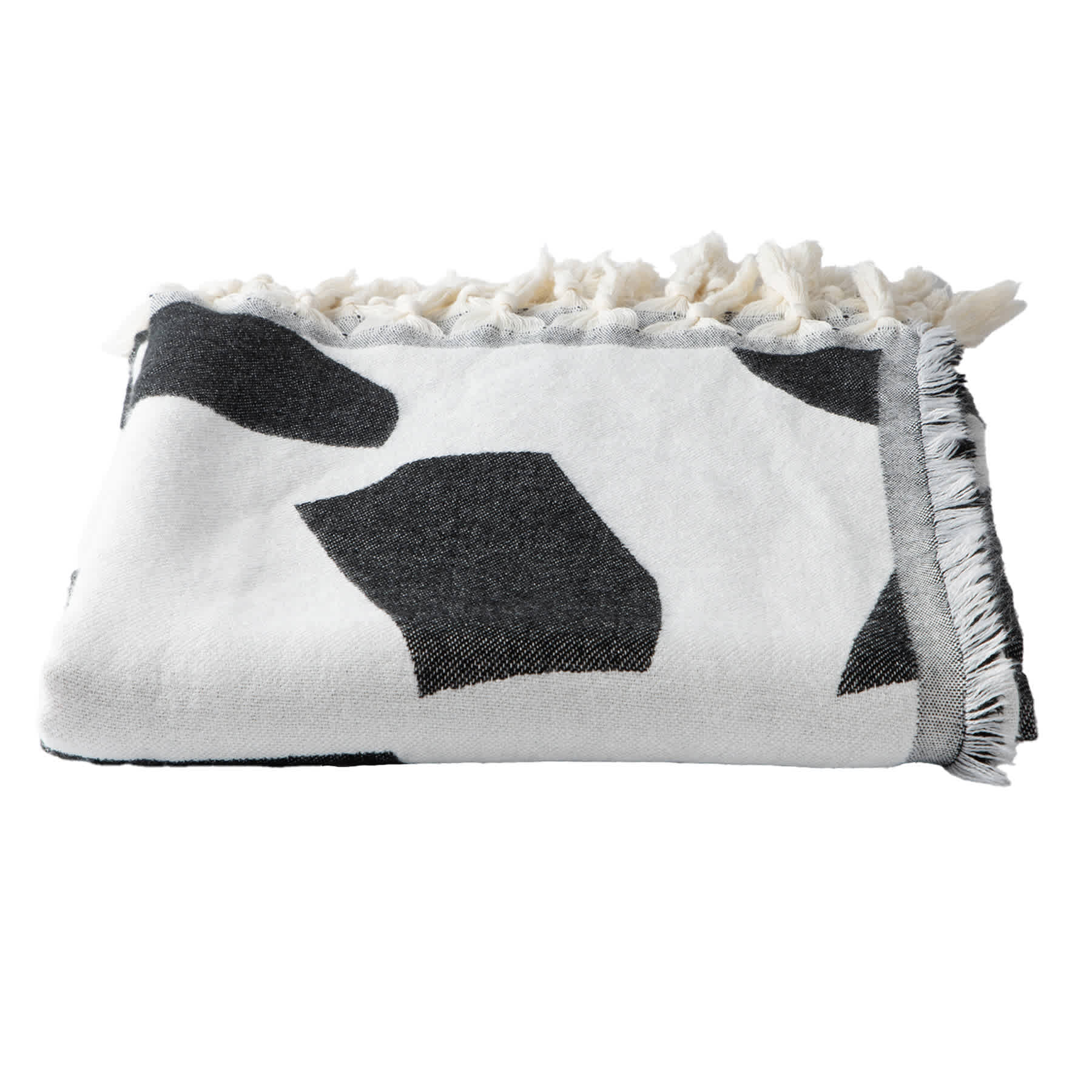 Crosby St. Black & White Modern Geo Woven Throw Blanket, 50x60