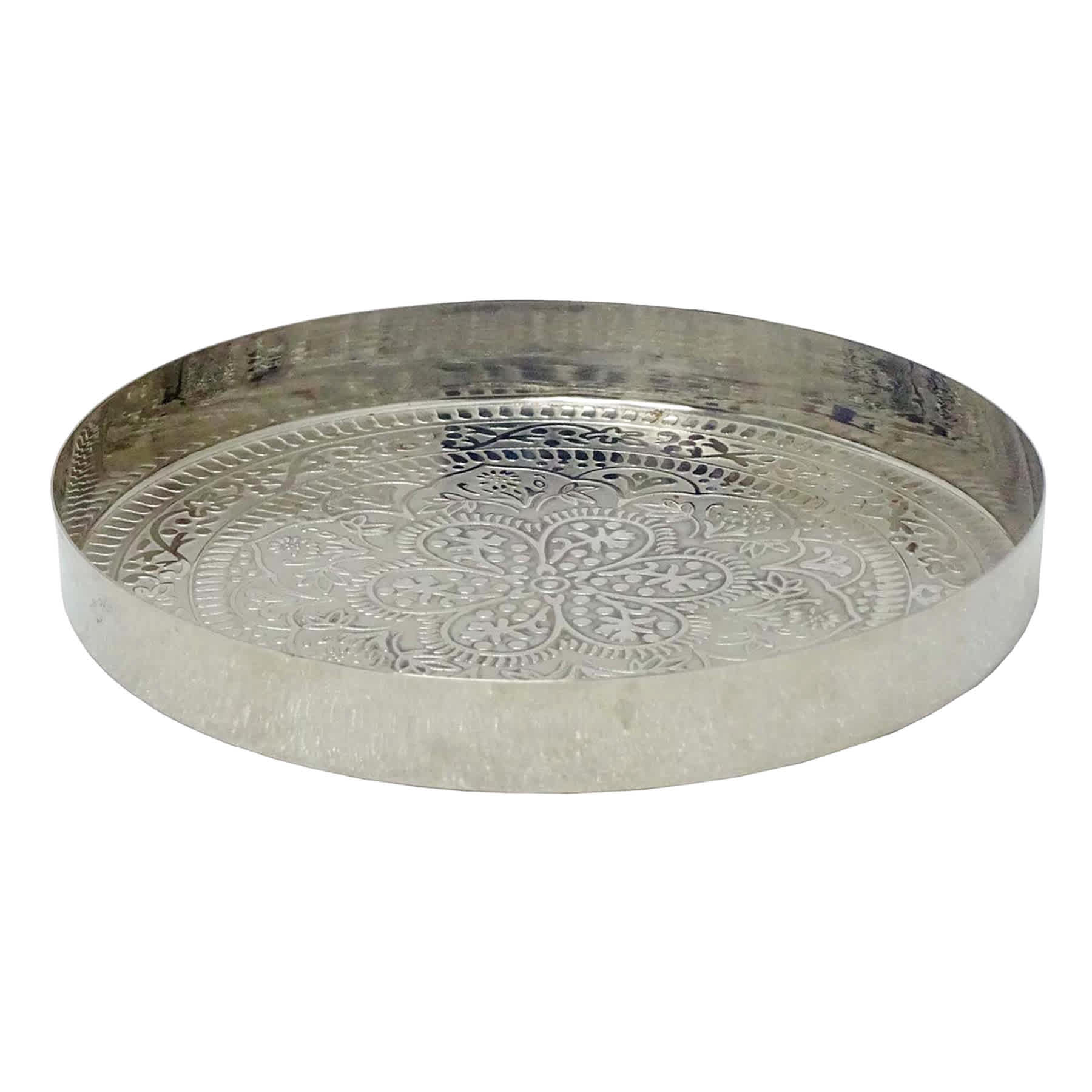 Found & Fable Round Iron Embossed Tray, 8"