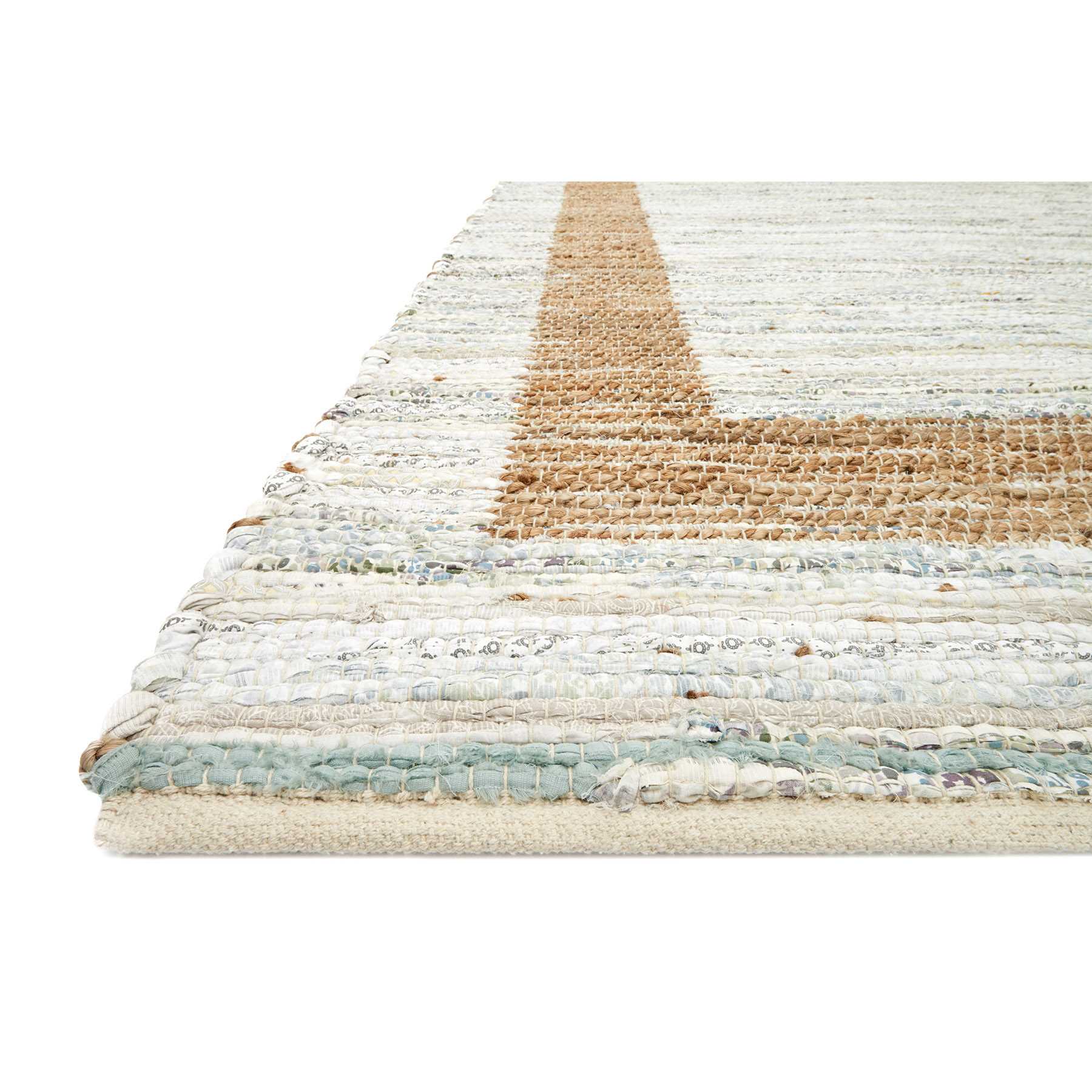 (B312) Henning Hand Woven Cotton & Jute Ivory Chindi Area Rug, 8x10